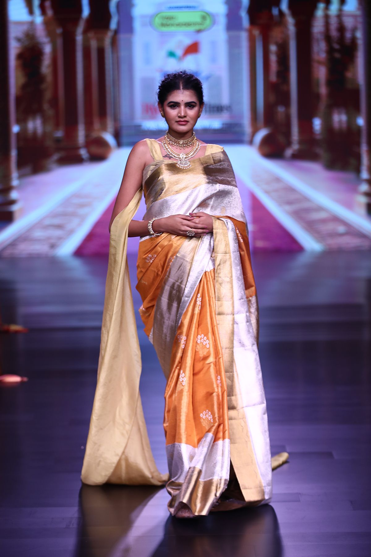 Kancheepuram Tissue Orange Saree