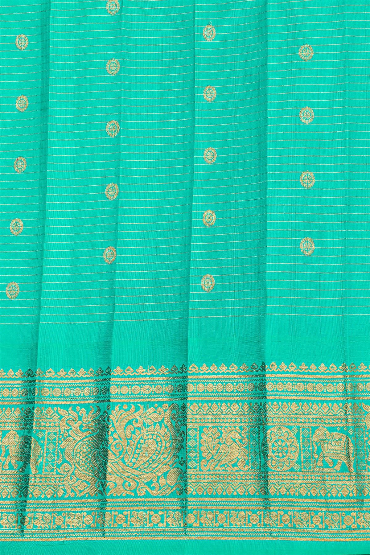 Gadwal Silk Rani Pink Saree With Florals And Animal Motif Body