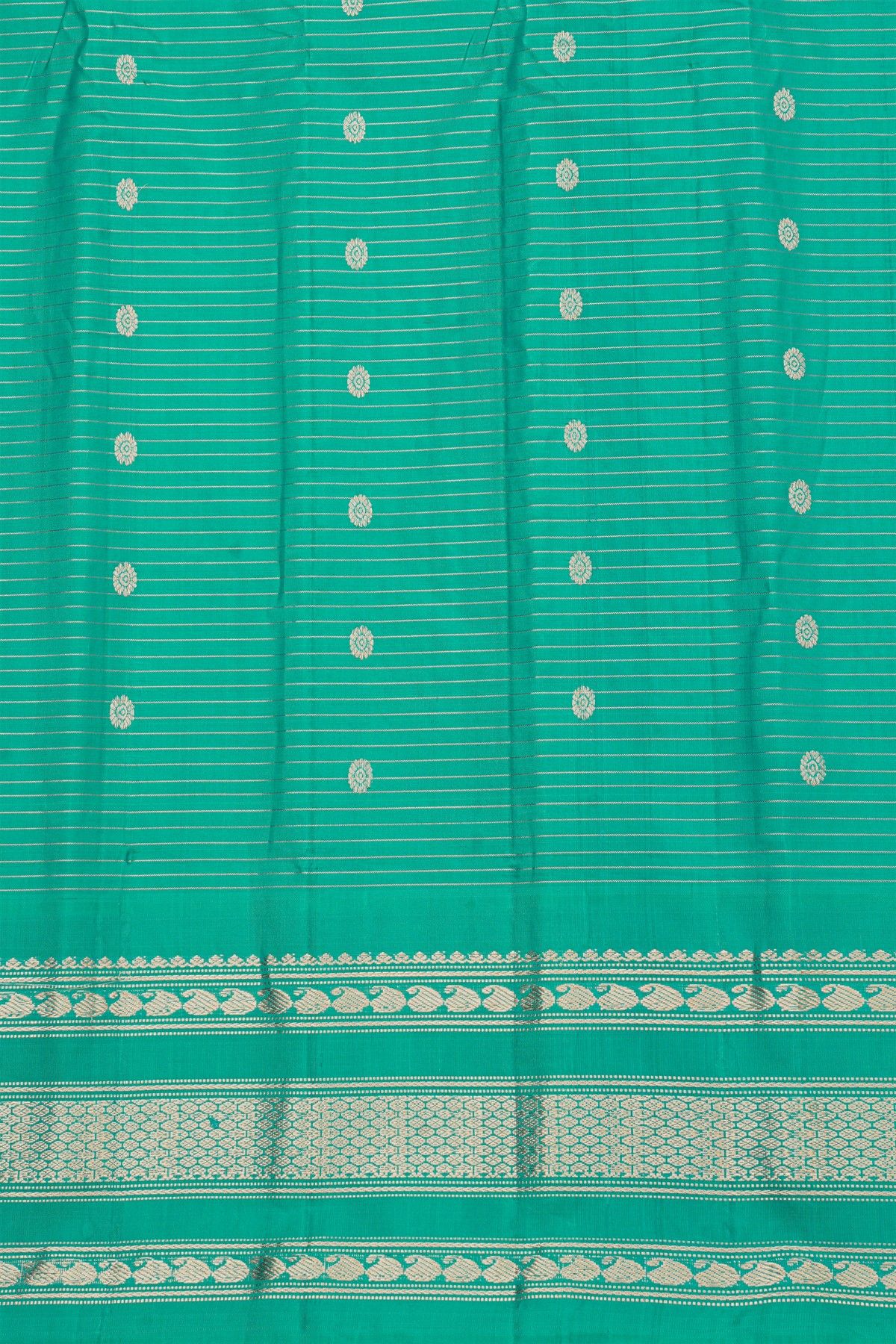 Gadwal Silk Off White Saree With Temple And Mango Paisleys Border