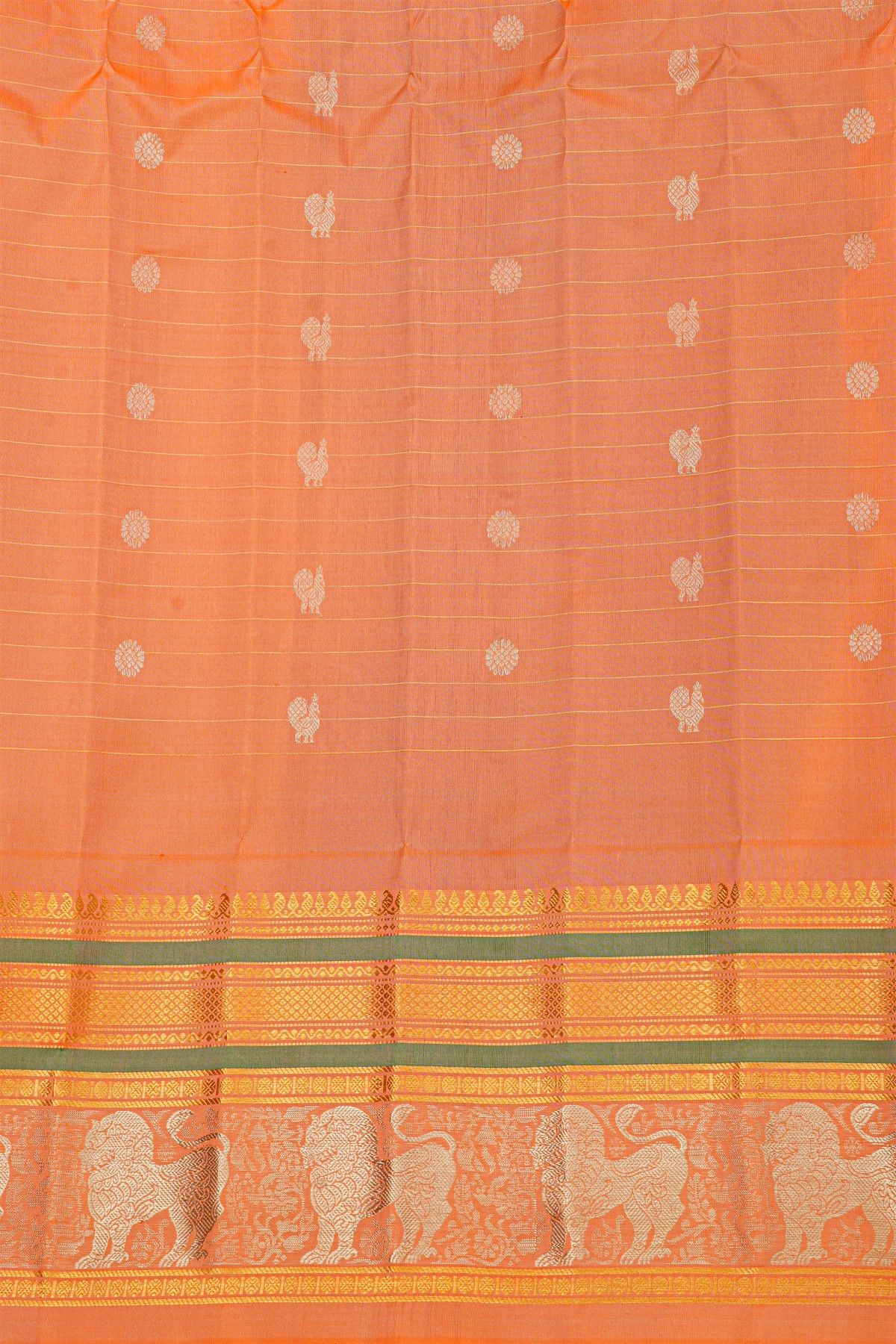 Gadwal Silk Midnight Blue Saree With Diamonds In Zari With Lion Motifs Border