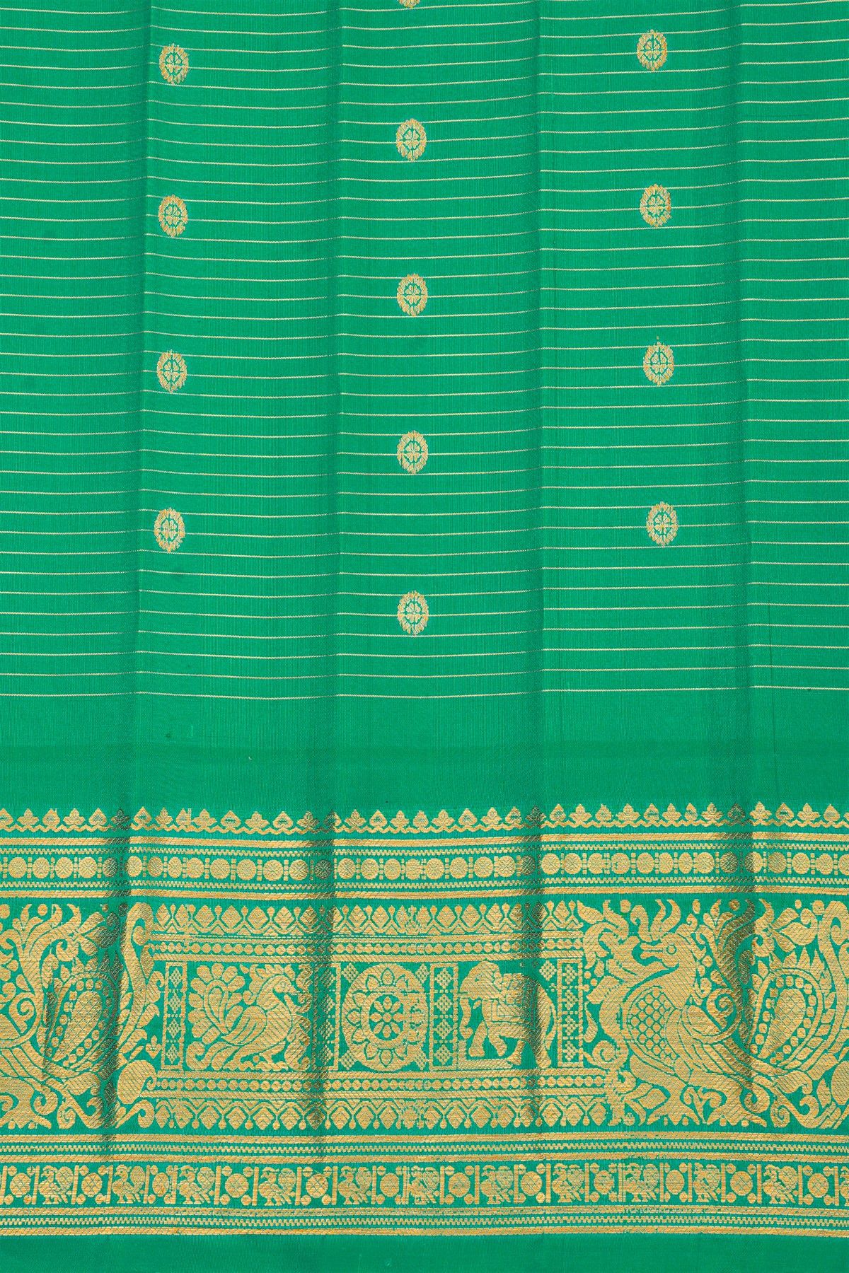 Gadwal Silk Red Saree With Florals And Animal Motif Border