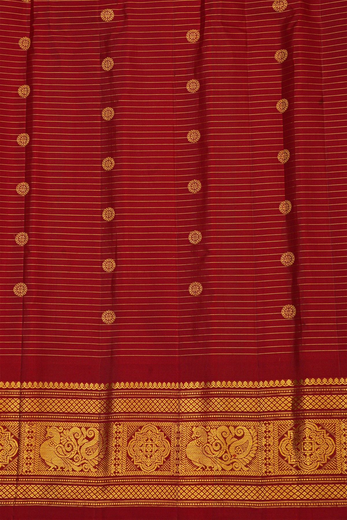 Gadwal Silk Leaf Green Saree With Florals And Peacock Contrast Border