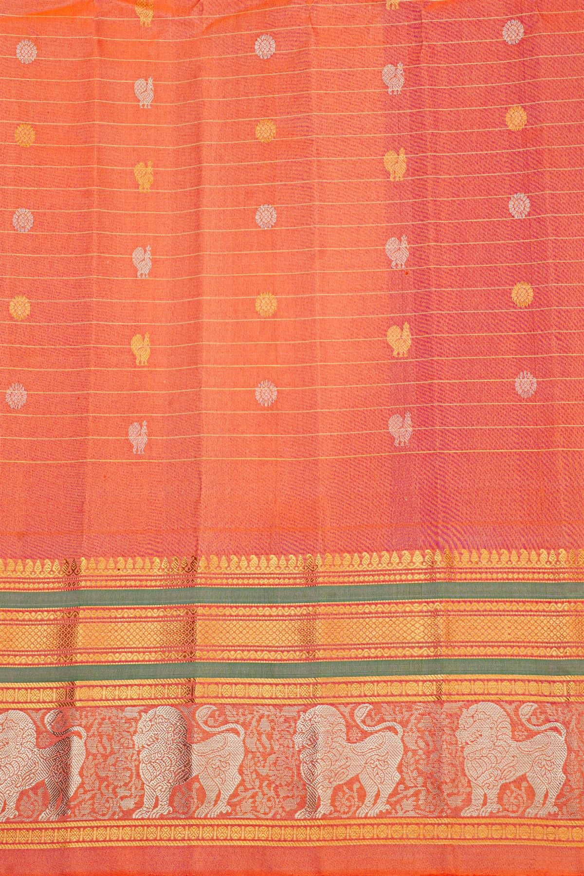 Gadwal Silk Rani Pink Saree With Temple Border