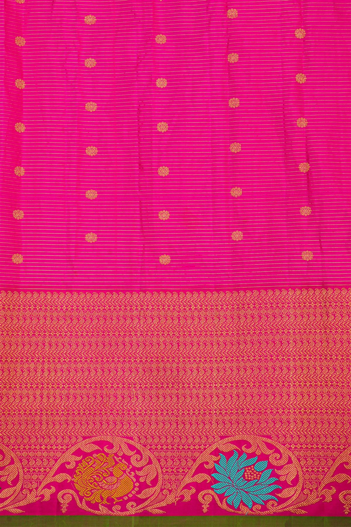 Gadwal Silk Dual Colour Saree With Florals And Butti Body
