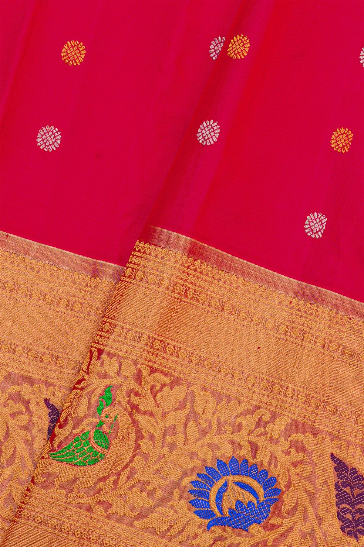 Gadwal Silk Rani Pink Saree With Meenakari Border