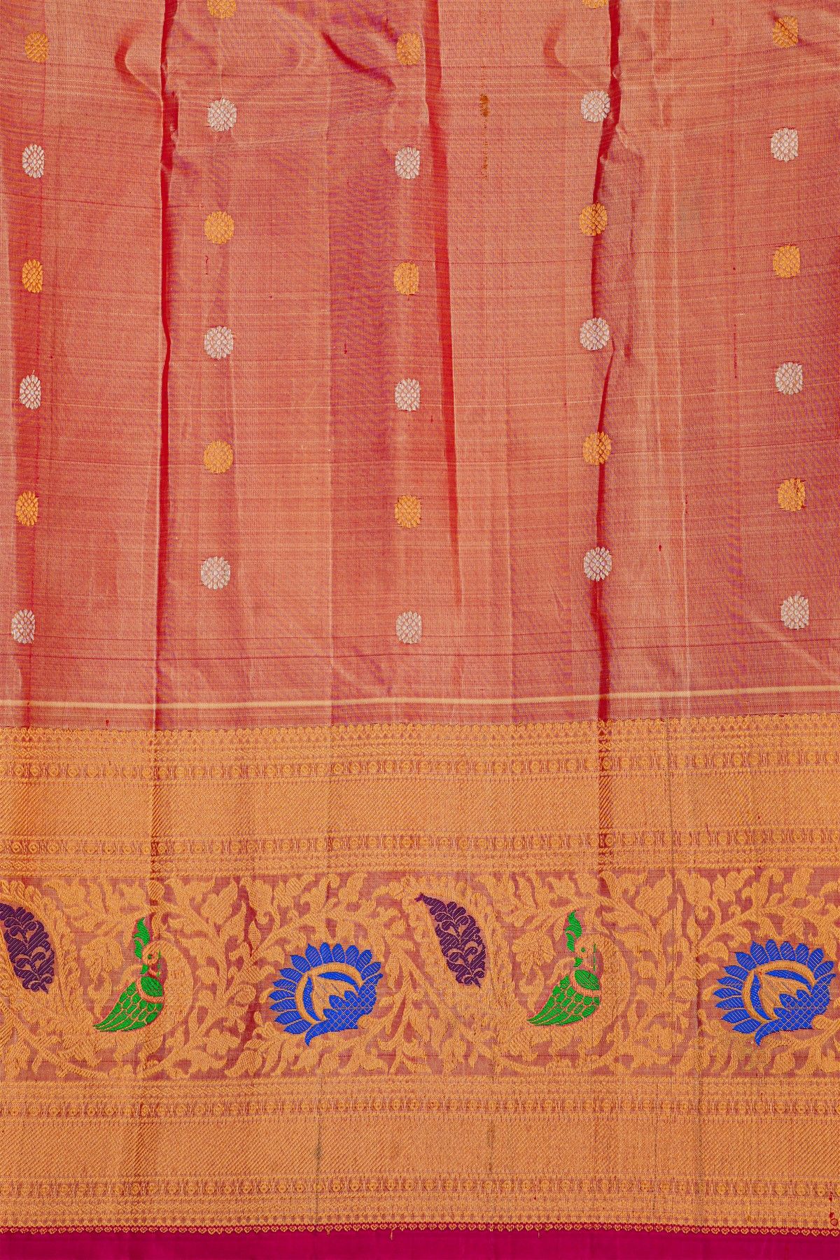 Gadwal Silk Rani Pink Saree With Meenakari Border