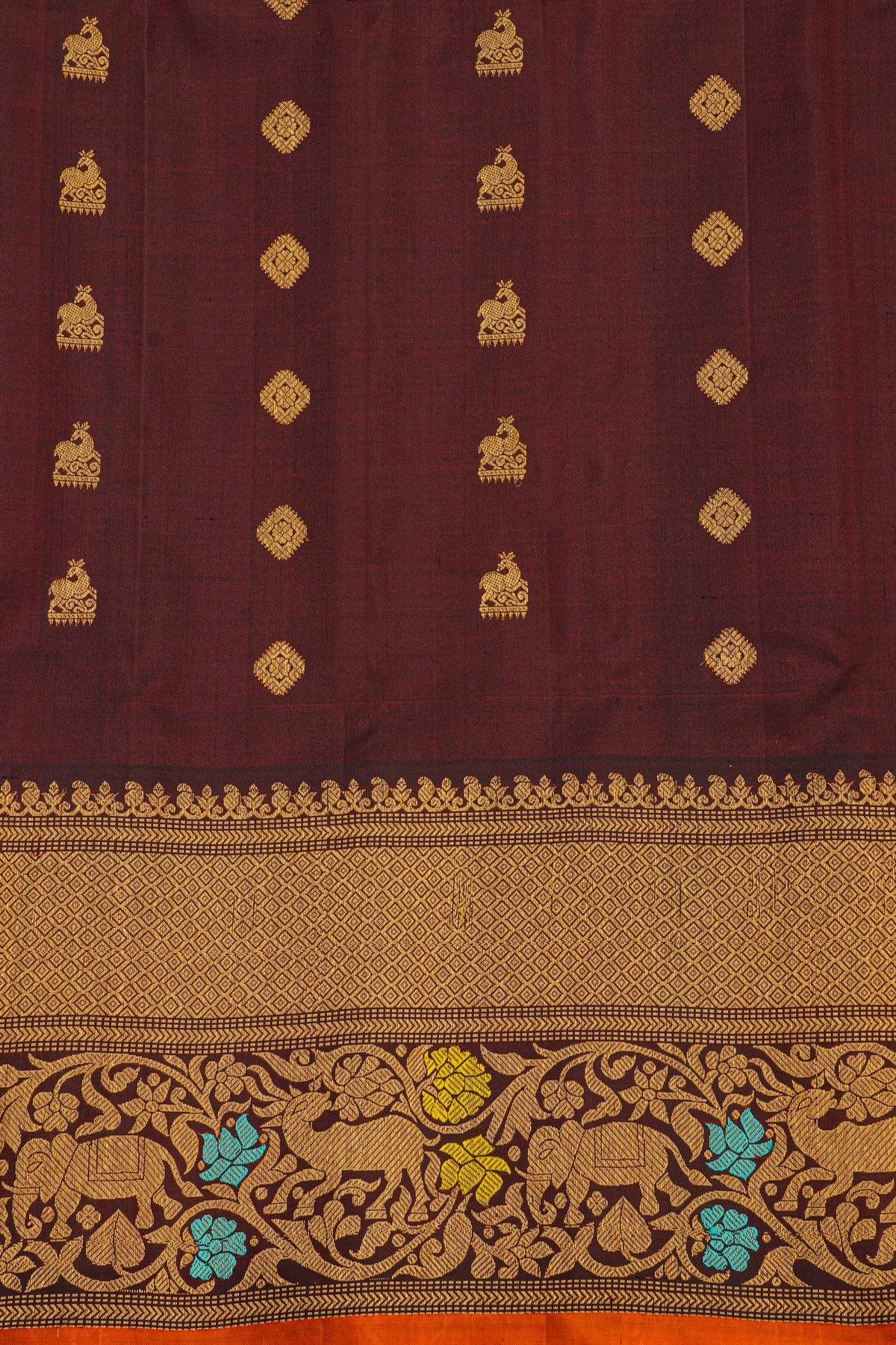 Gadwal Silk Peach Pink Saree With Meenakari Border