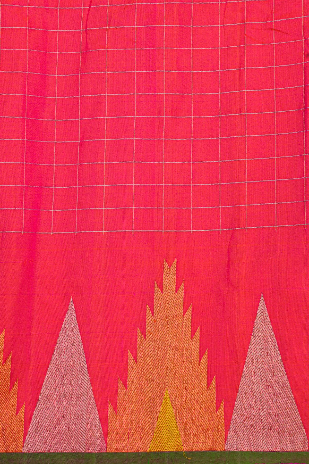 Gadwal Silk Rani Pink Saree With Elegant Temple Border