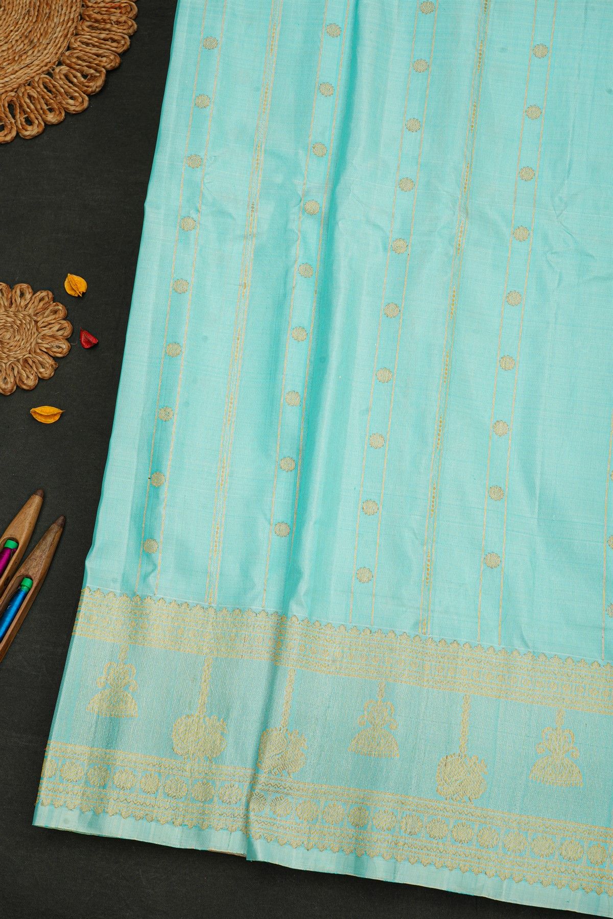 Gadwal Silk Sky Blue Saree