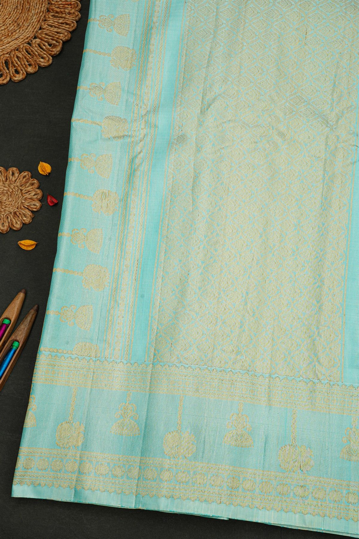 Gadwal Silk Sky Blue Saree