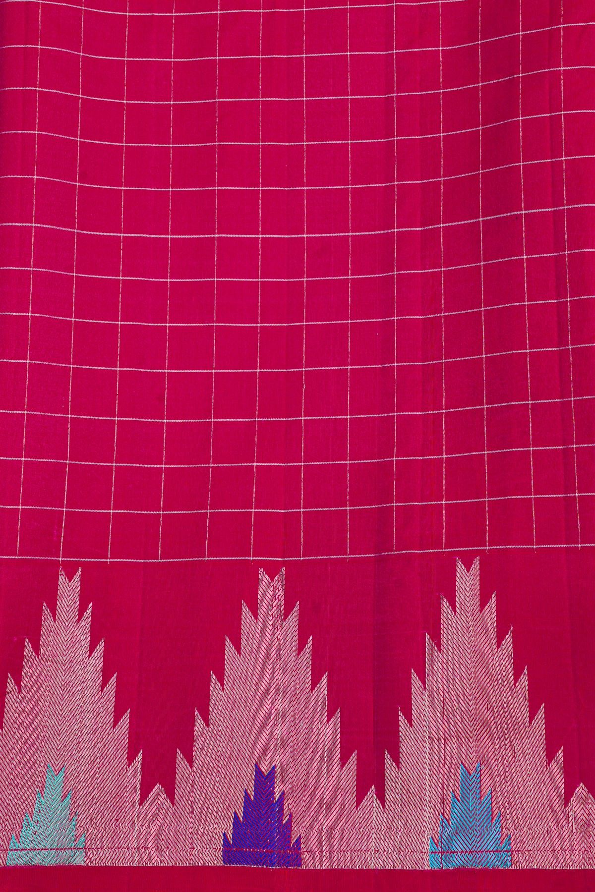 Gadwal Silk Rani Pink Saree With Temple Border