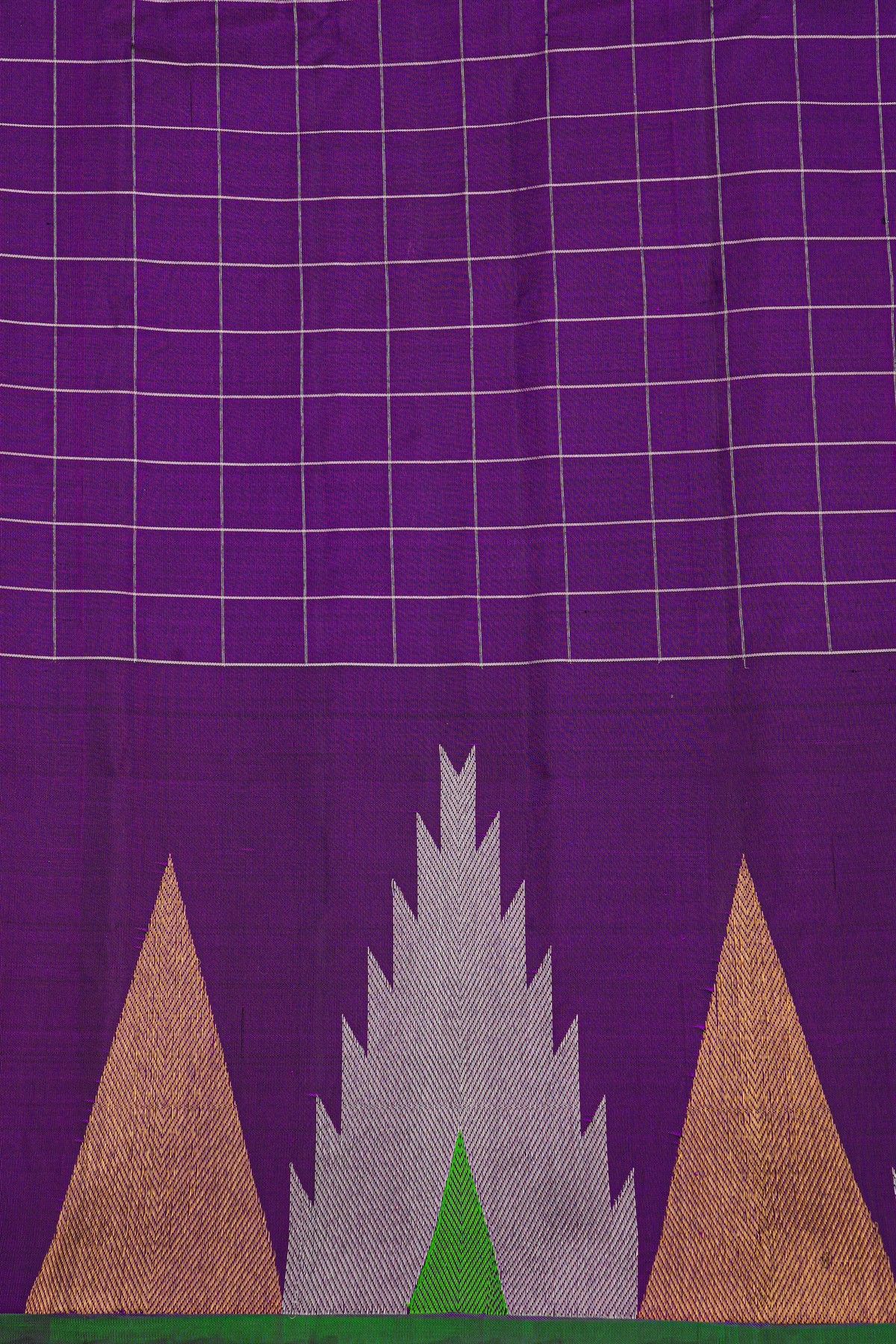 Gadwal Silk Violet Saree With Temple Border