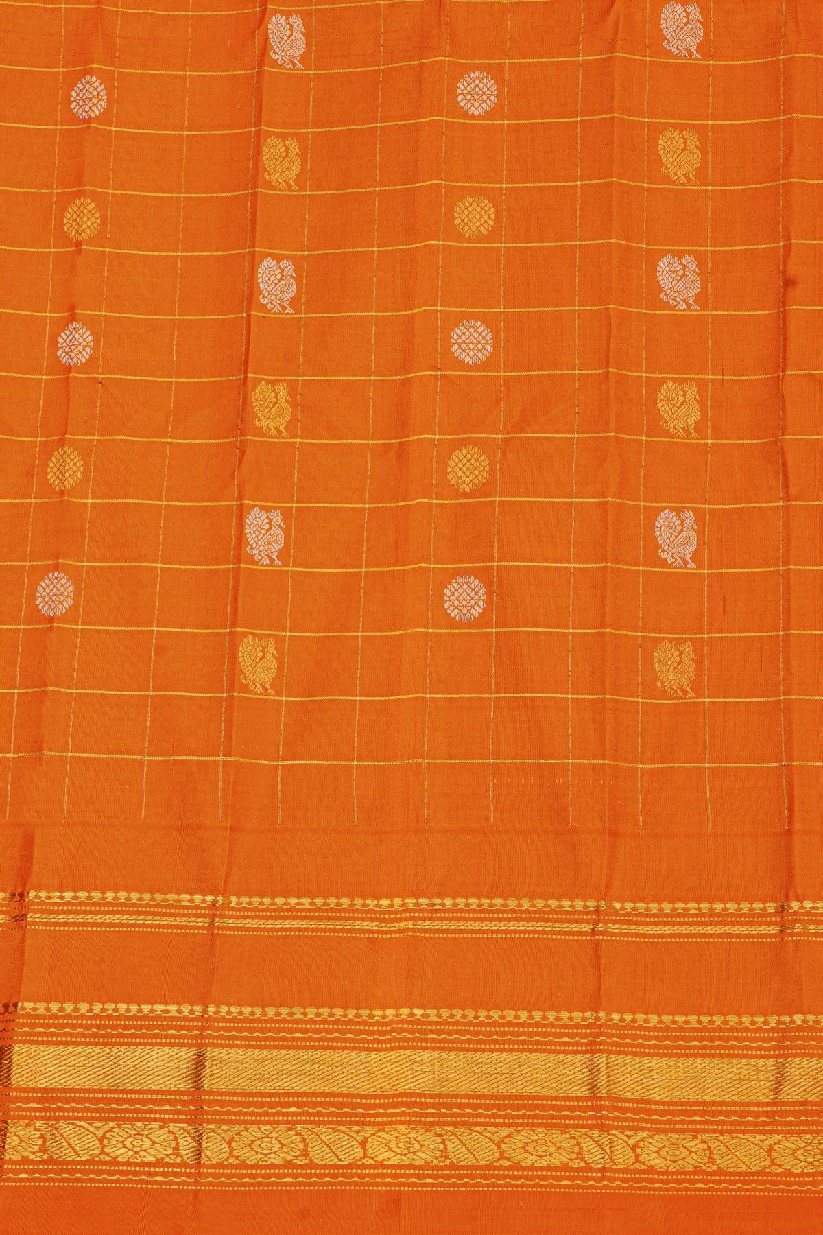 Gadwal Silk Lime Green Saree With Temple Border