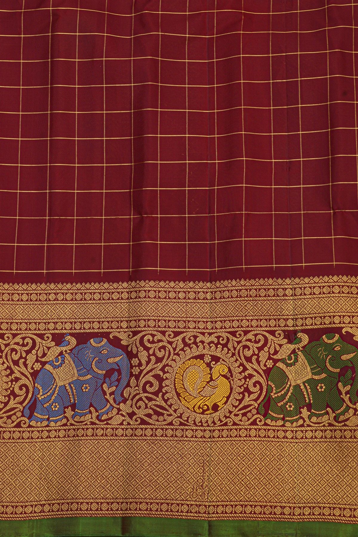 Gadwal Silk Baby Pink Saree With Elephants And Peacocks Border