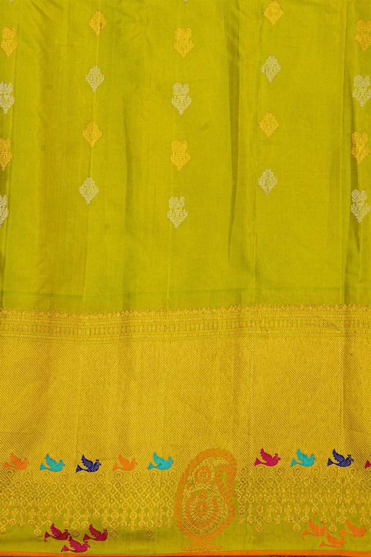Gadwal Silk Royal Blue Saree With Meenakari Birds Border