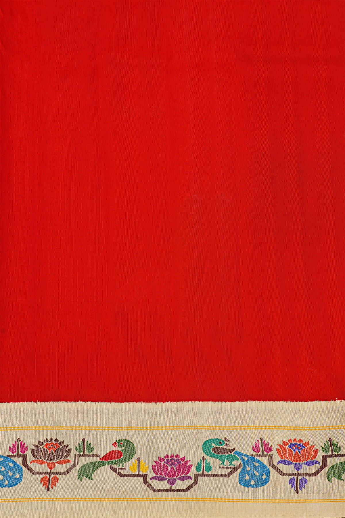 Gadwal Silk Red Saree With Paithani Border And Pallu