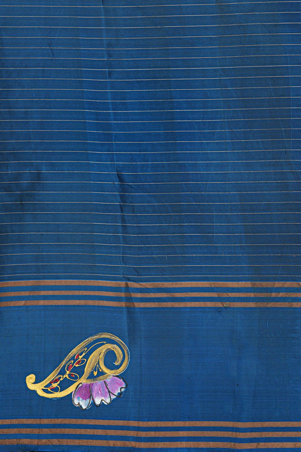Coimbatore Soft Silk Wine Saree With Brush Hand-Painted Florals And Leaves Jaal Border