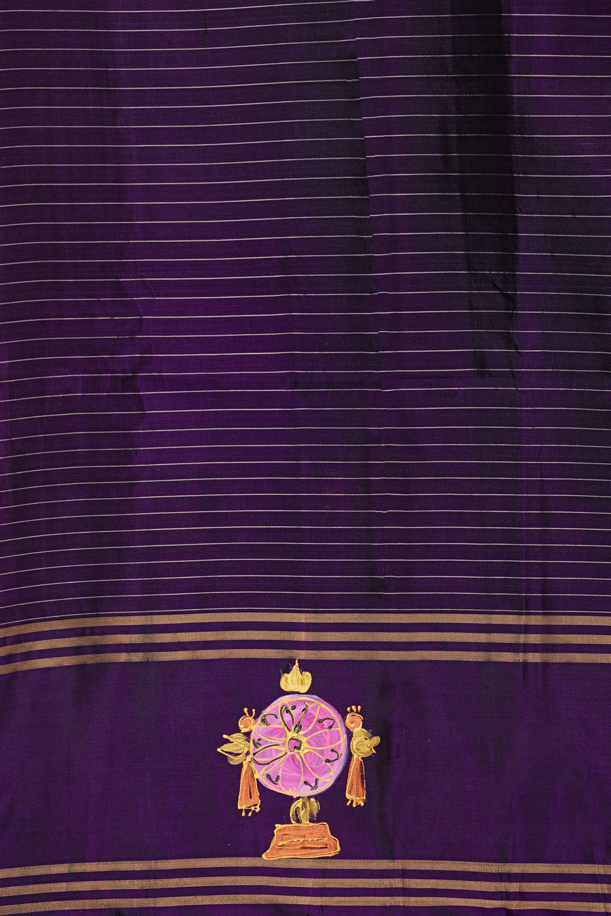 Coimbatore Soft Silk Green Saree With Brush Hand-Painted Kolam Border