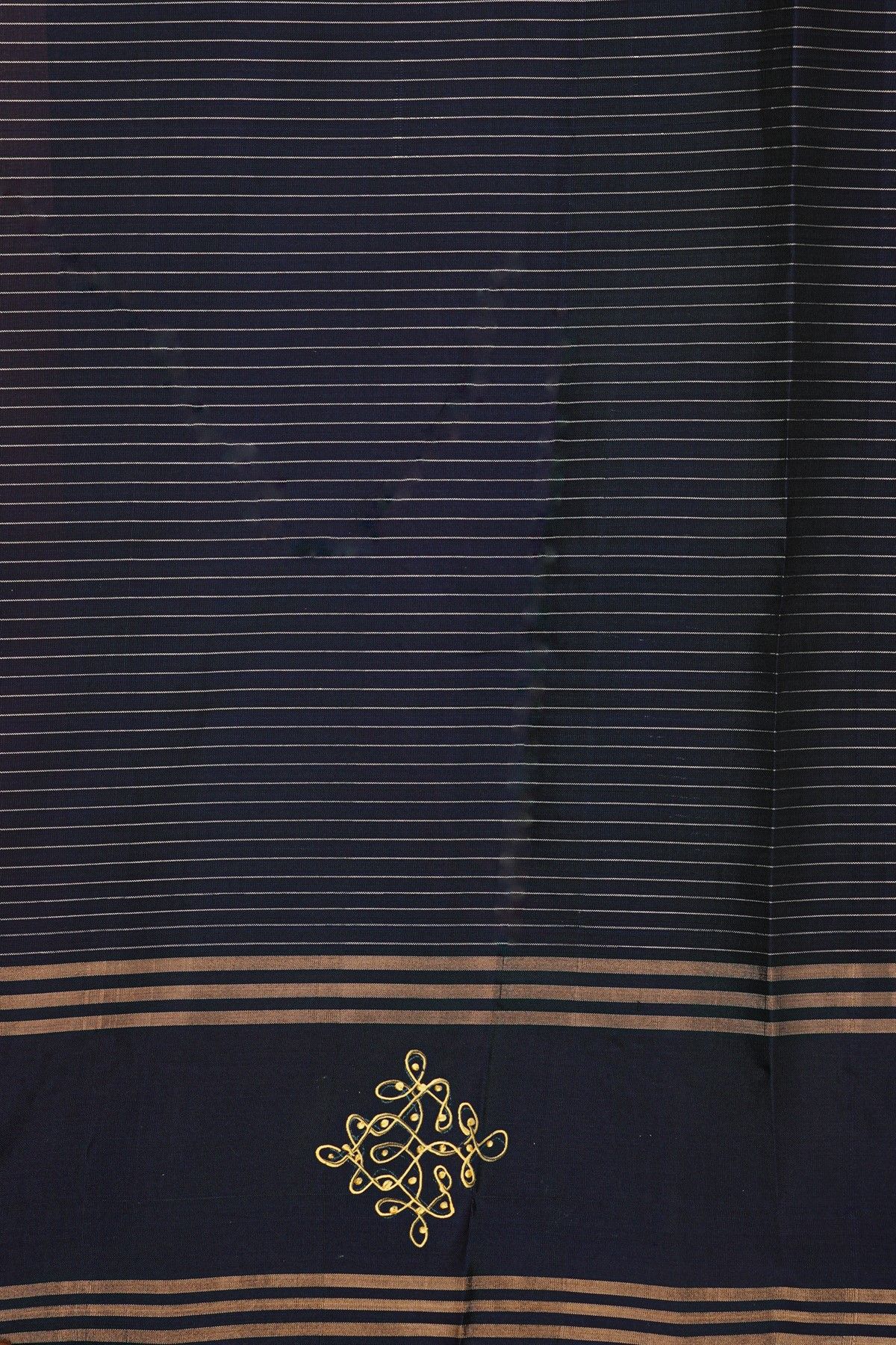 Coimbatore Soft Silk Grey Saree With Brush Hand-Painted Kolam Border