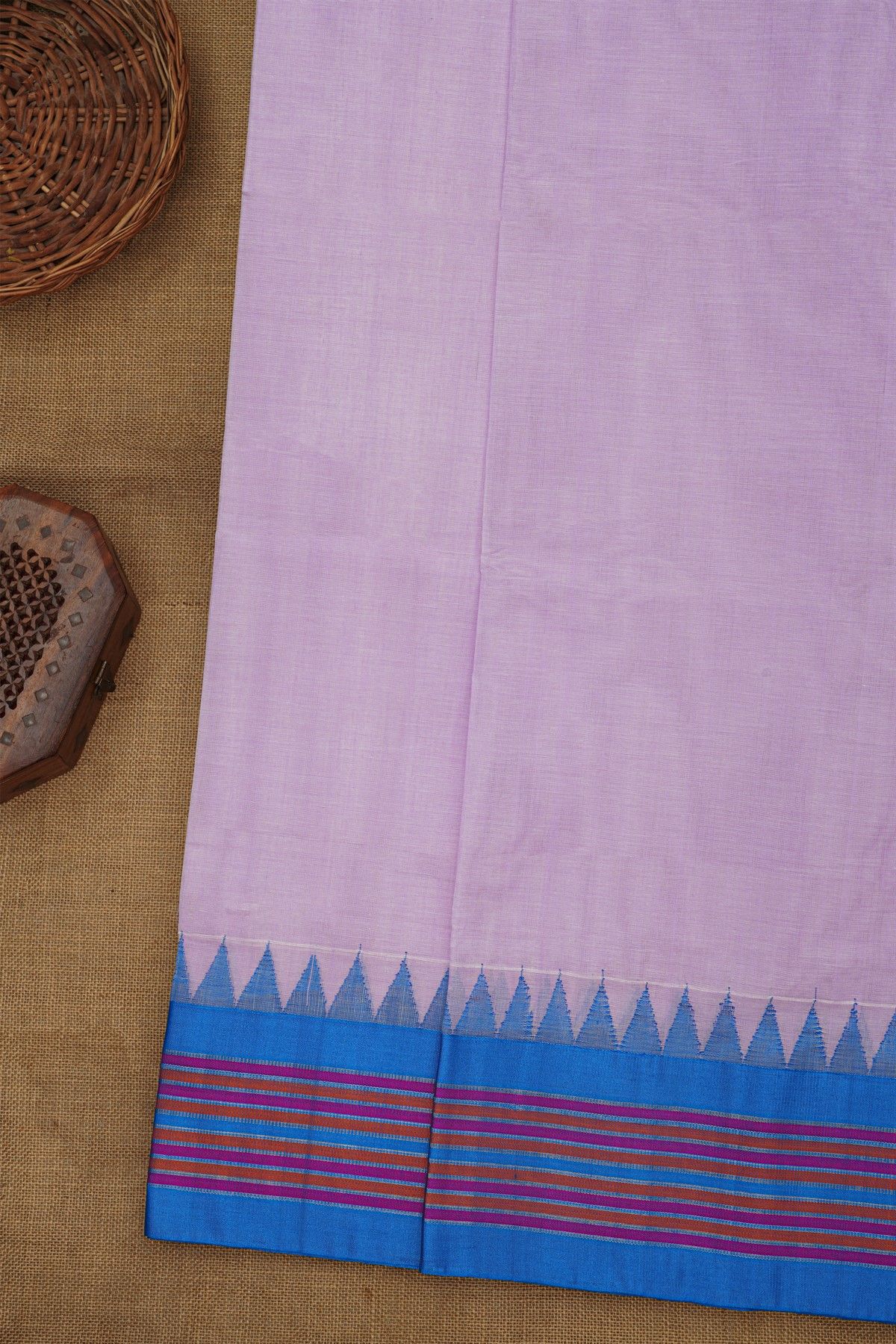 Khaadi Silk Lavender Saree With Multi Colour Lines Border