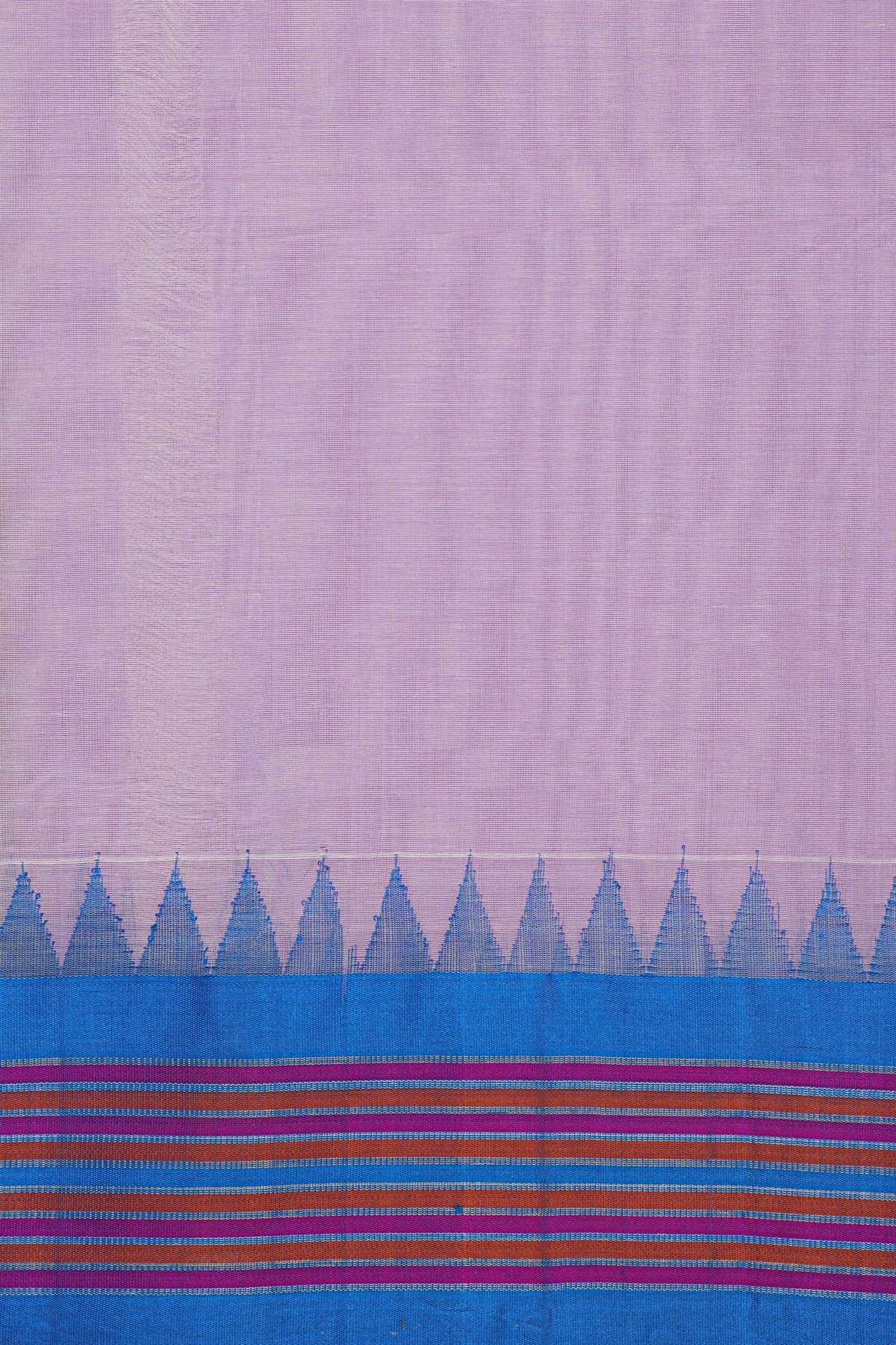 Khaadi Silk Lavender Saree With Multi Colour Lines Border