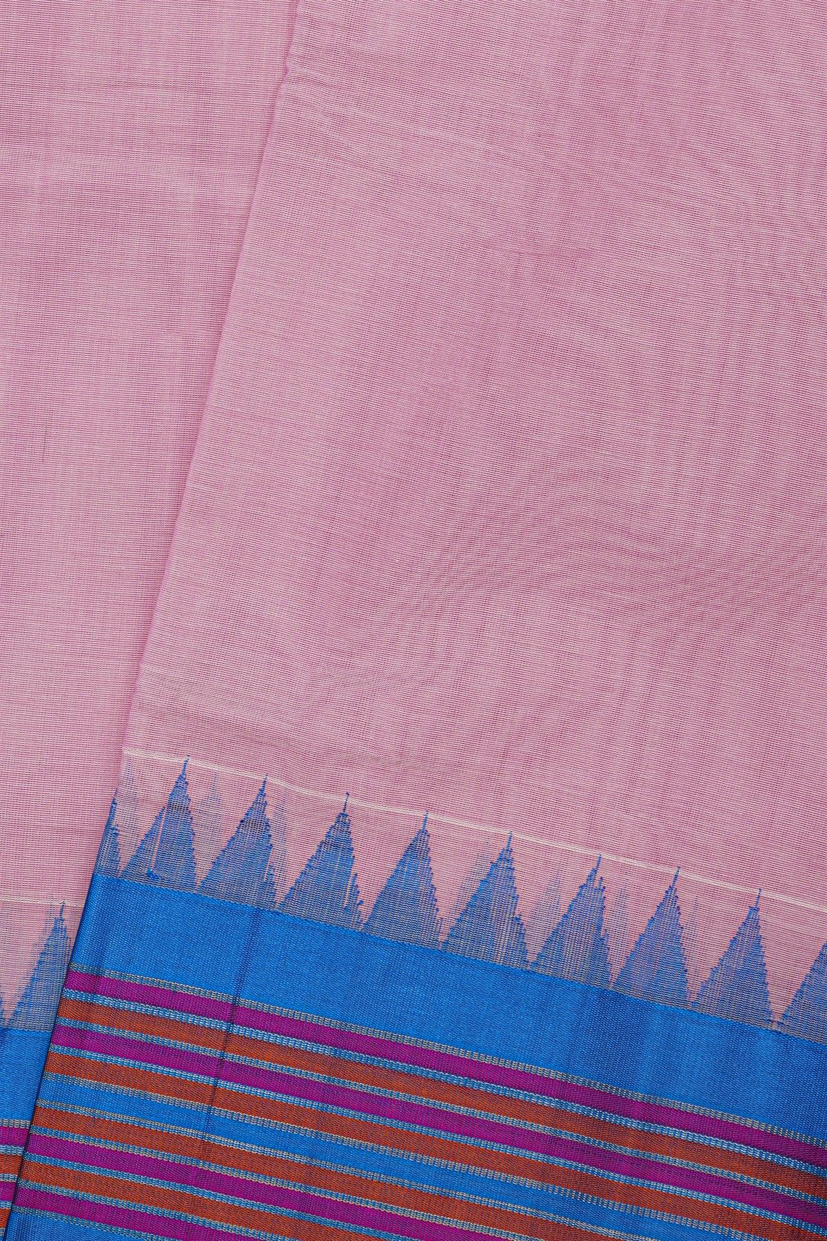 Khaadi Silk Pink Saree With Multi Colour Lines Border