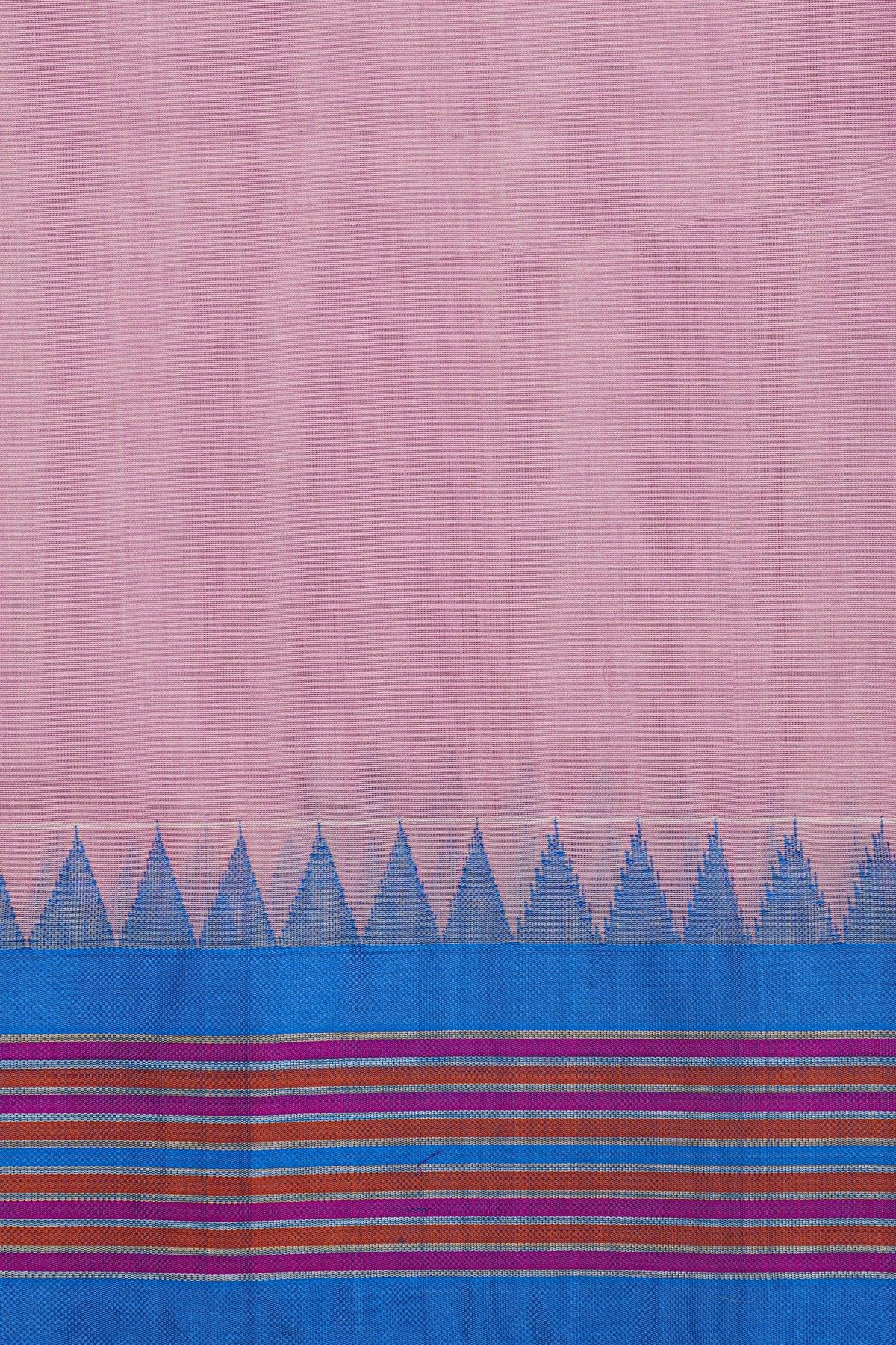 Khaadi Silk Pink Saree With Multi Colour Lines Border