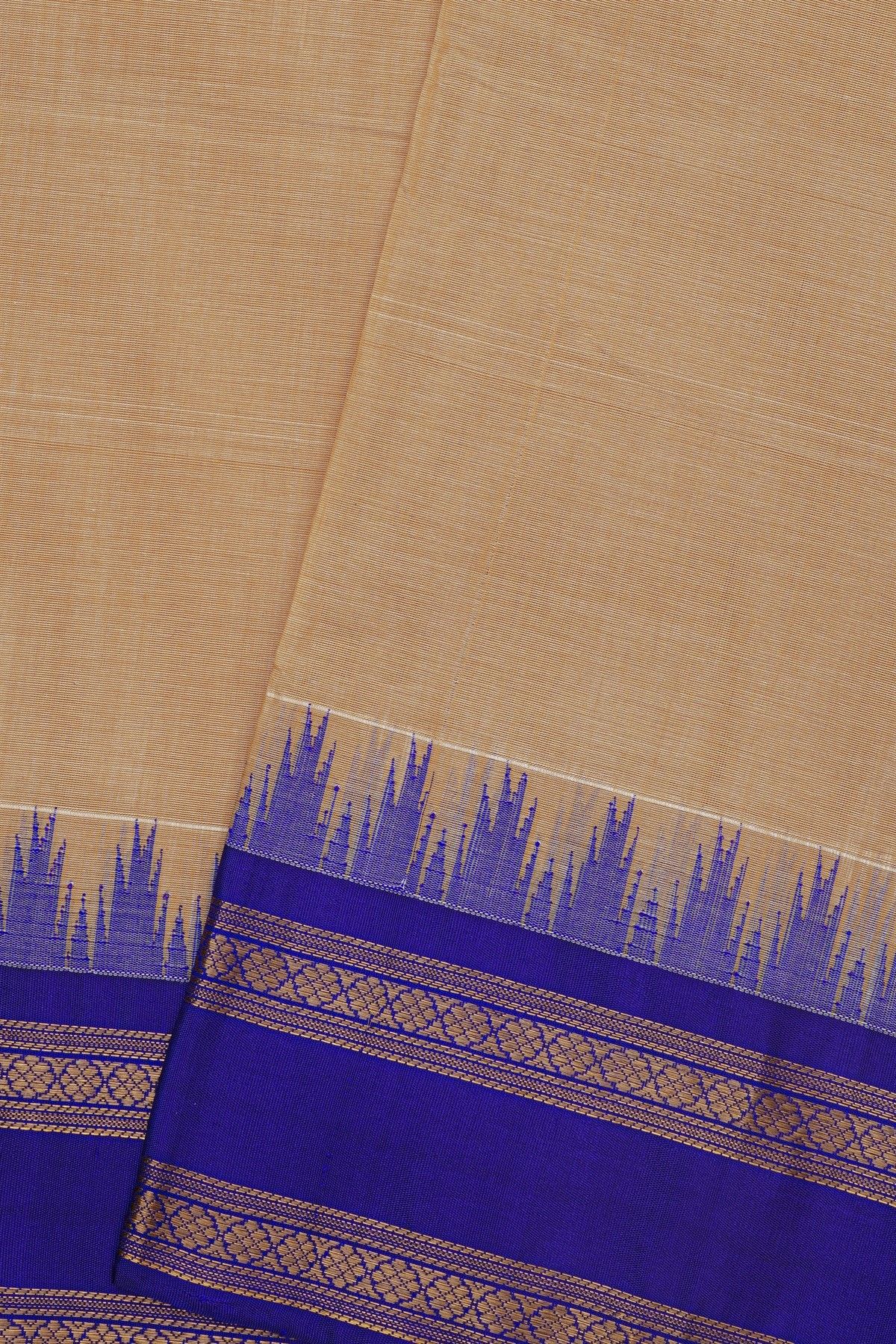 Khaadi Peach Saree With Florals And Temples Border