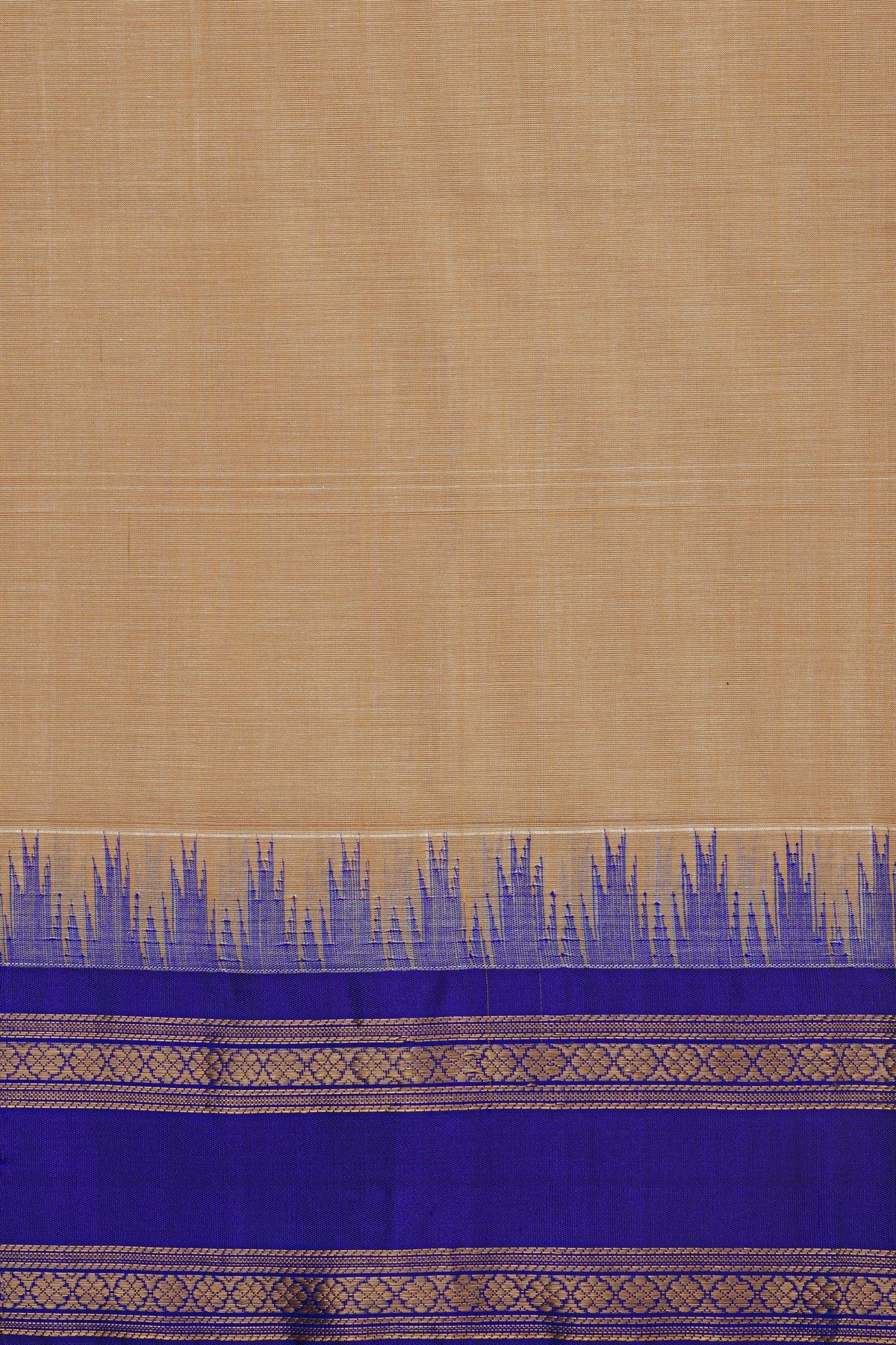 Khaadi Peach Saree With Florals And Temples Border