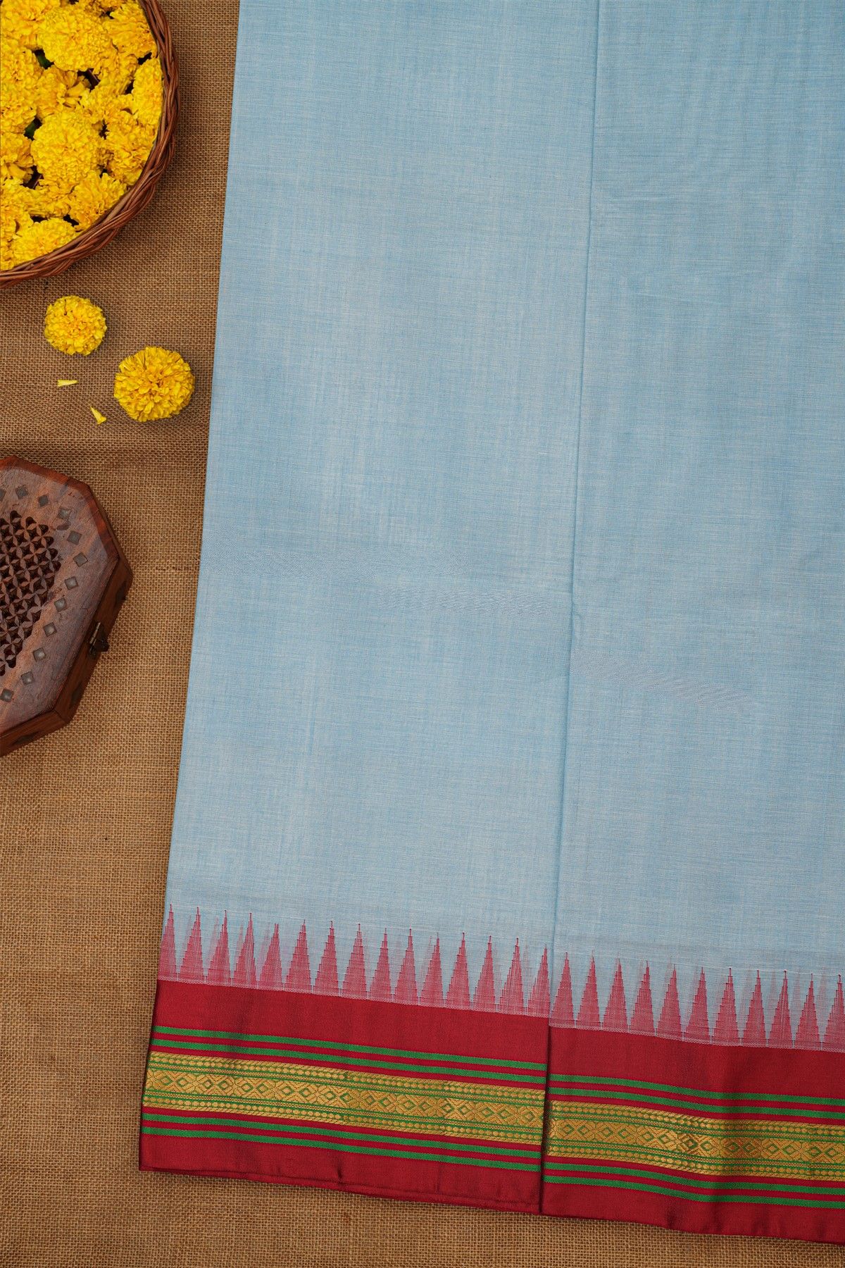 Khaadi Silk Sky Blue Saree With Diamonds Border