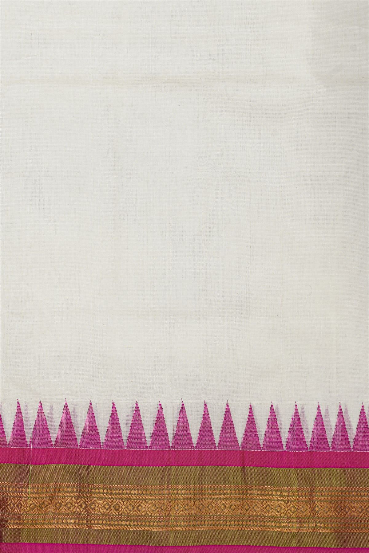 Khaadi Silk Off White Saree With Florals And Temples Border