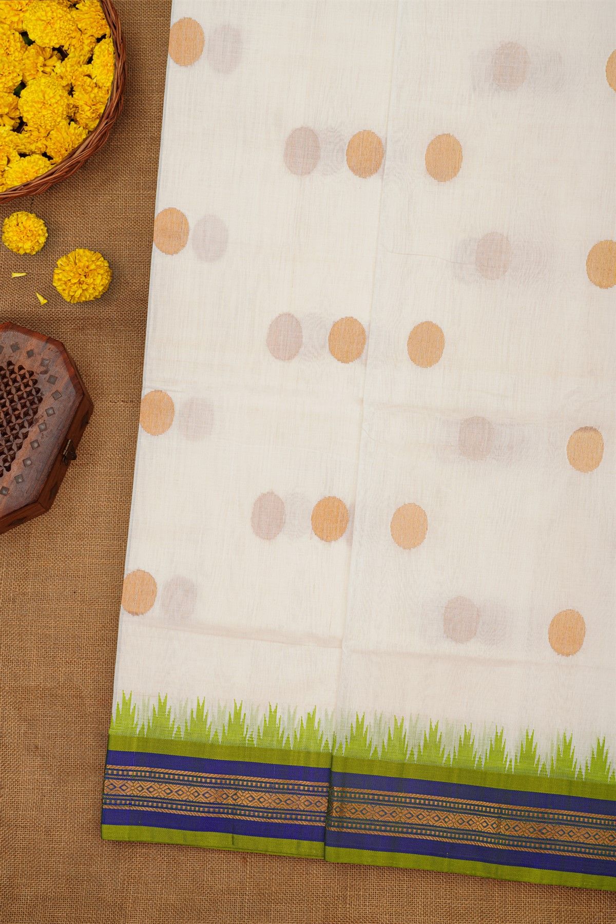 Khaadi Silk Off White Saree With Zari Buttis Body