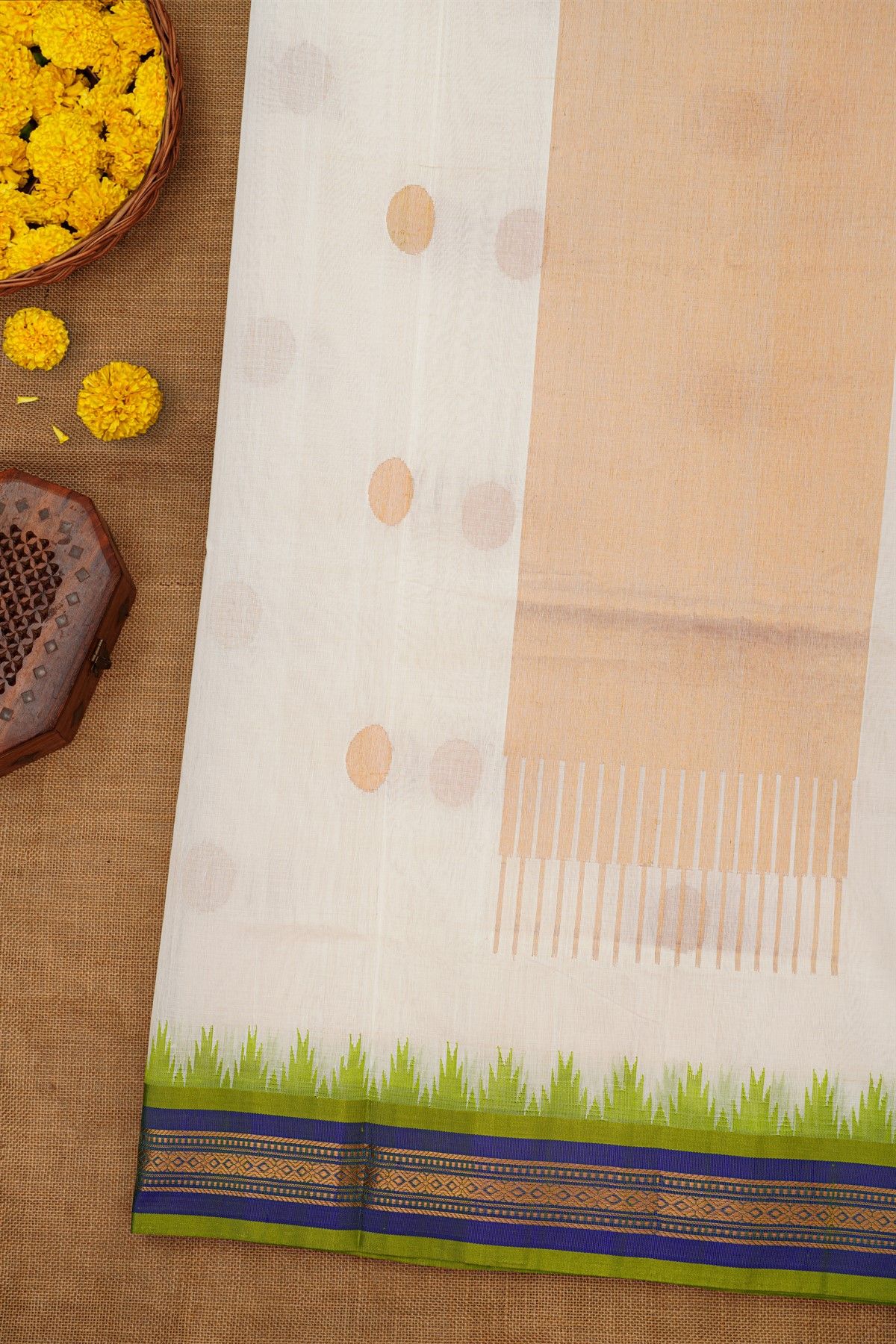 Khaadi Silk Off White Saree With Zari Buttis Body