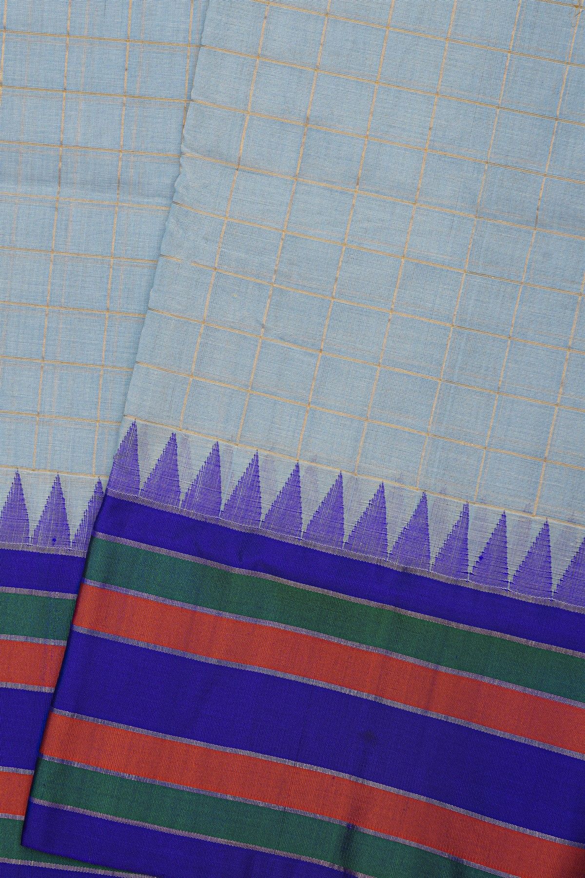 Khaadi Sky Blue Saree With Zari Checks Body