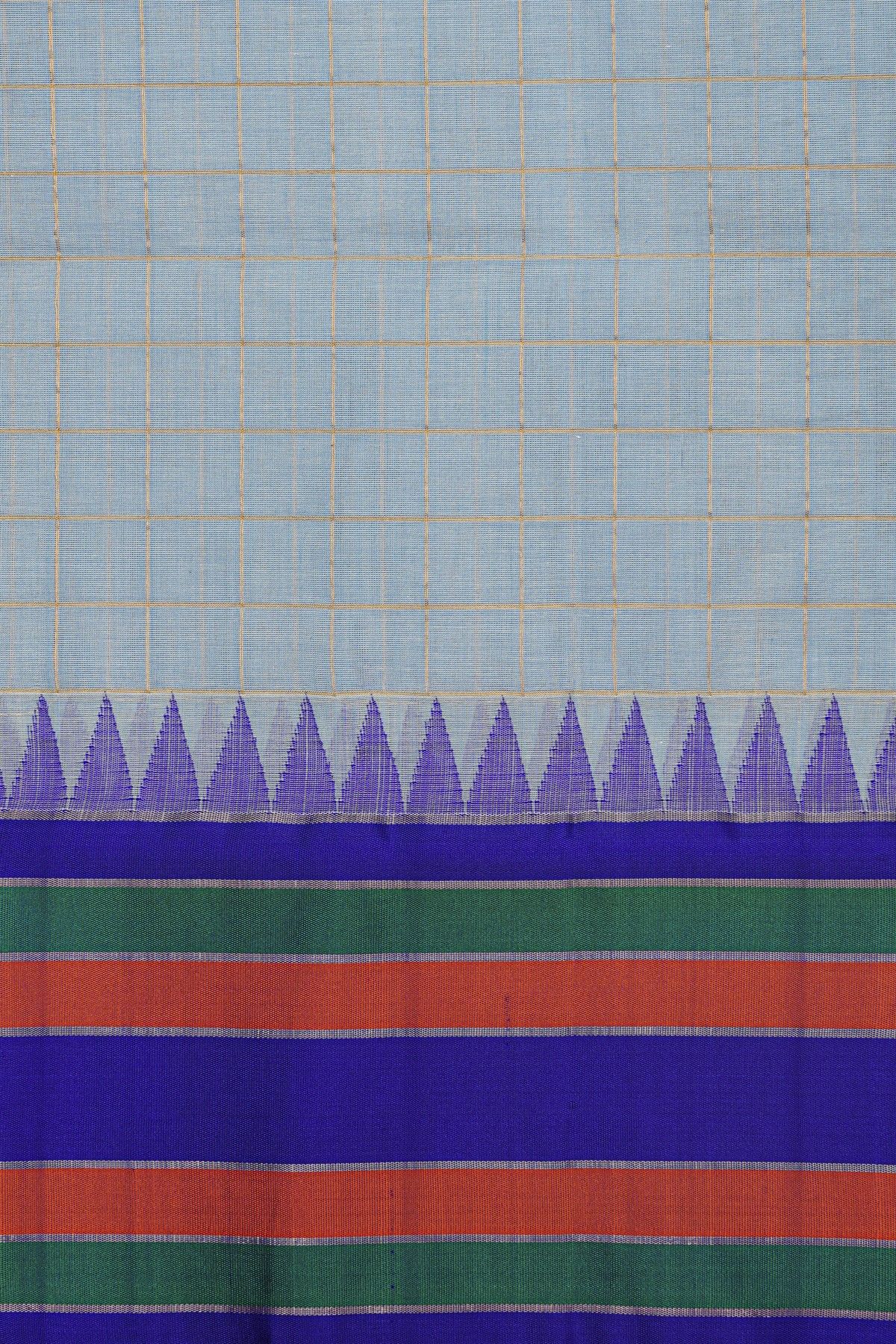 Khaadi Sky Blue Saree With Zari Checks Body