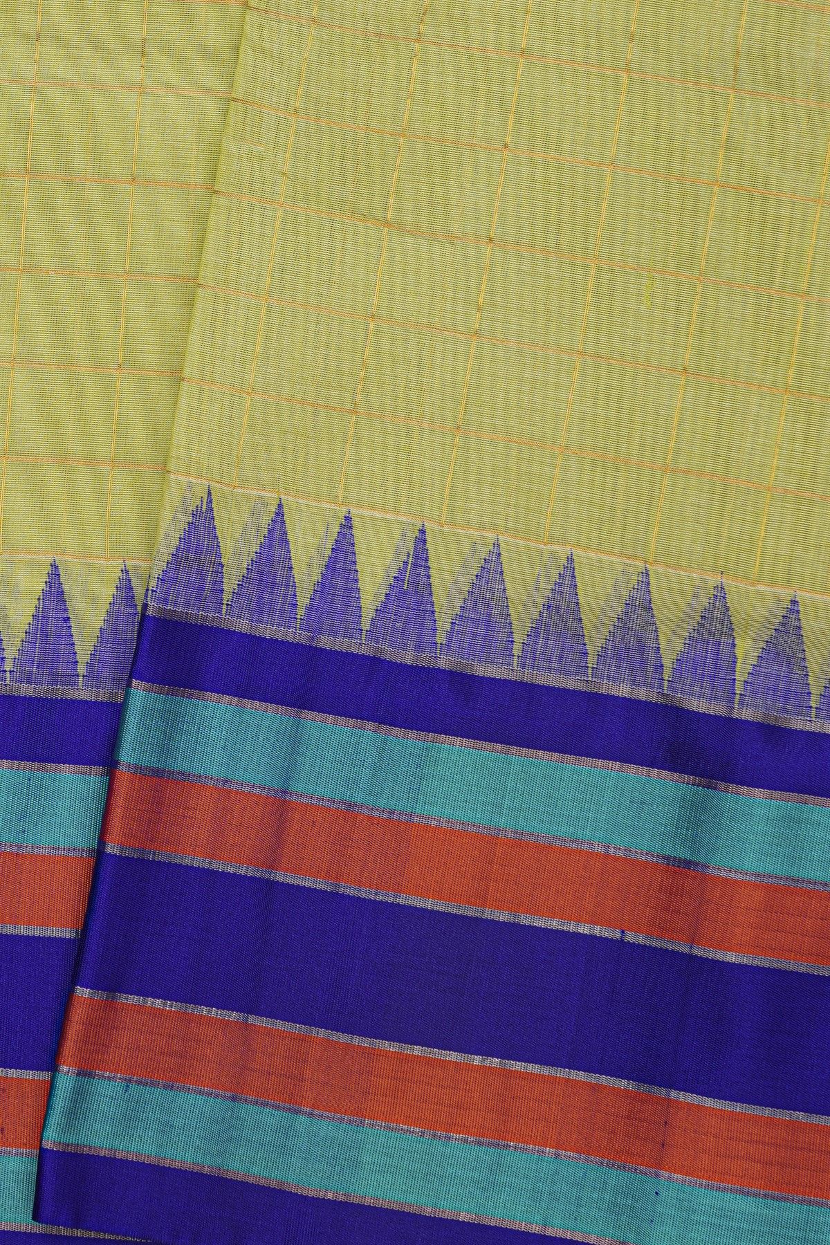 Khaadi Silk Light Green Saree With Multi Colour Lines Border