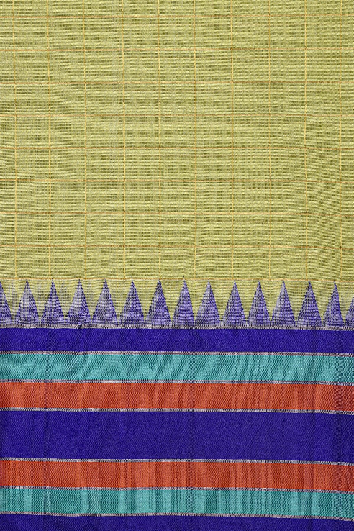 Khaadi Silk Light Green Saree With Multi Colour Lines Border