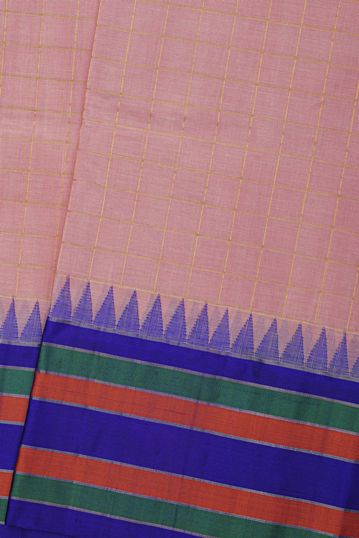 Khaadi Silk Pink Saree With Multi Colour Lines Border