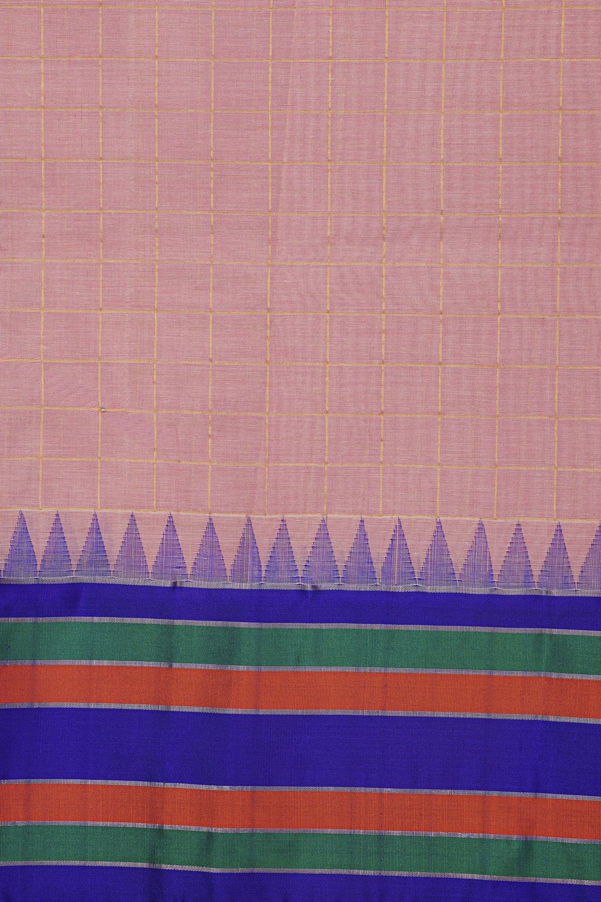 Khaadi Silk Pink Saree With Multi Colour Lines Border