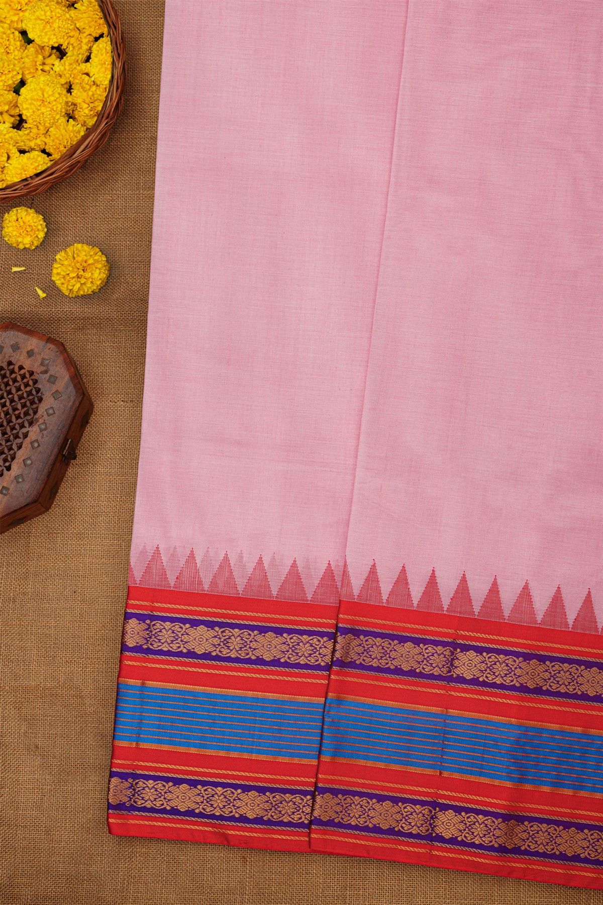 Khaadi Silk Pink Saree With Lines And Florals Border