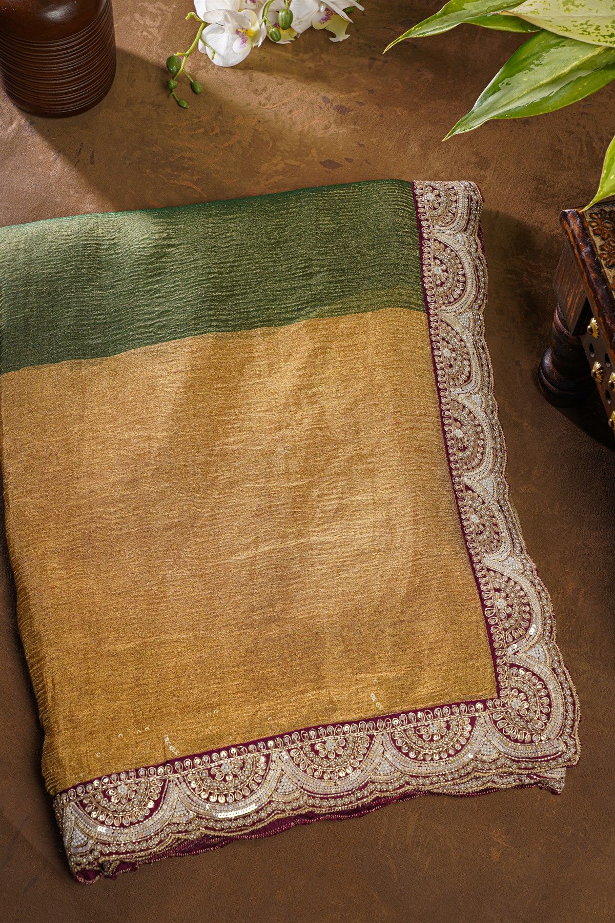 Fancy Tissue Crush Multi-Colour Saree