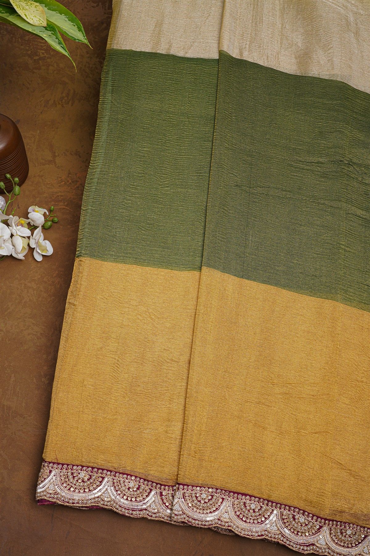 Fancy Tissue Crush Multi-Colour Saree