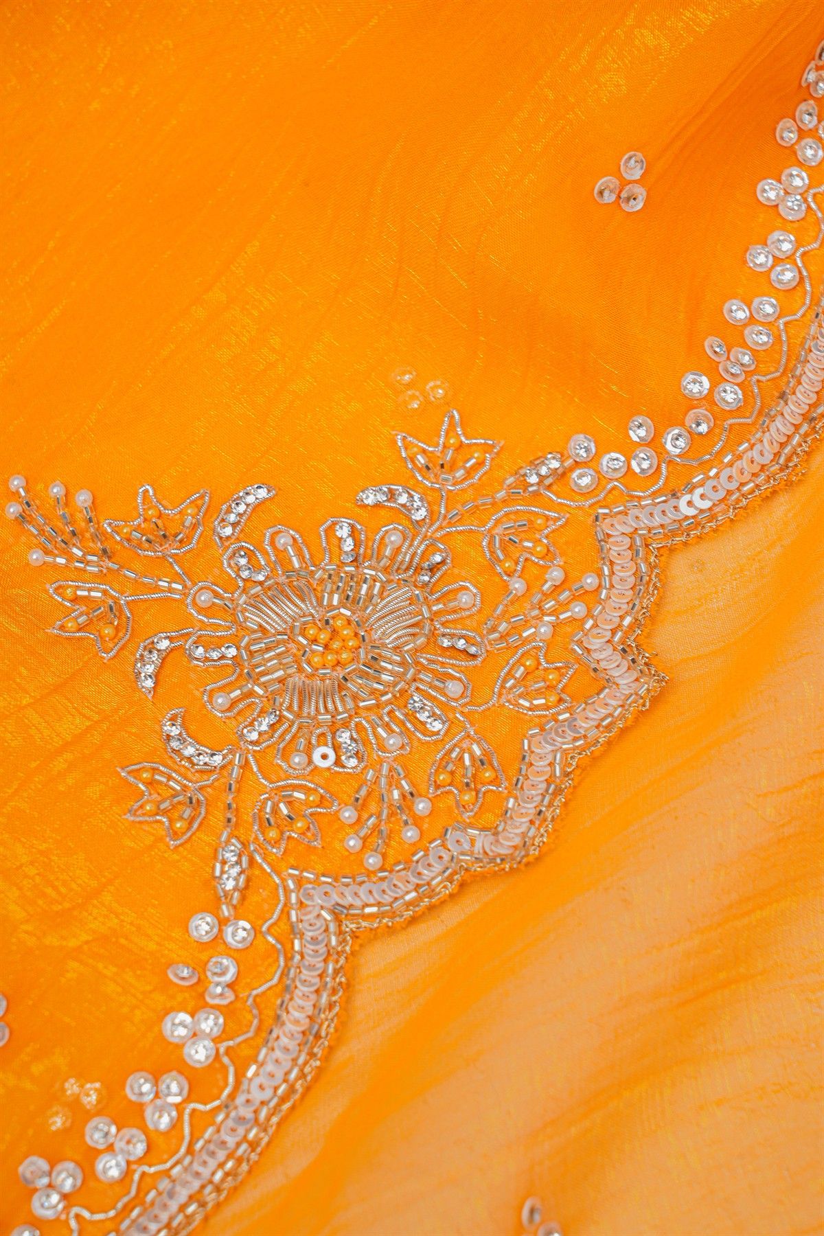 Designer Shimmer Georgette Mustard Saree
