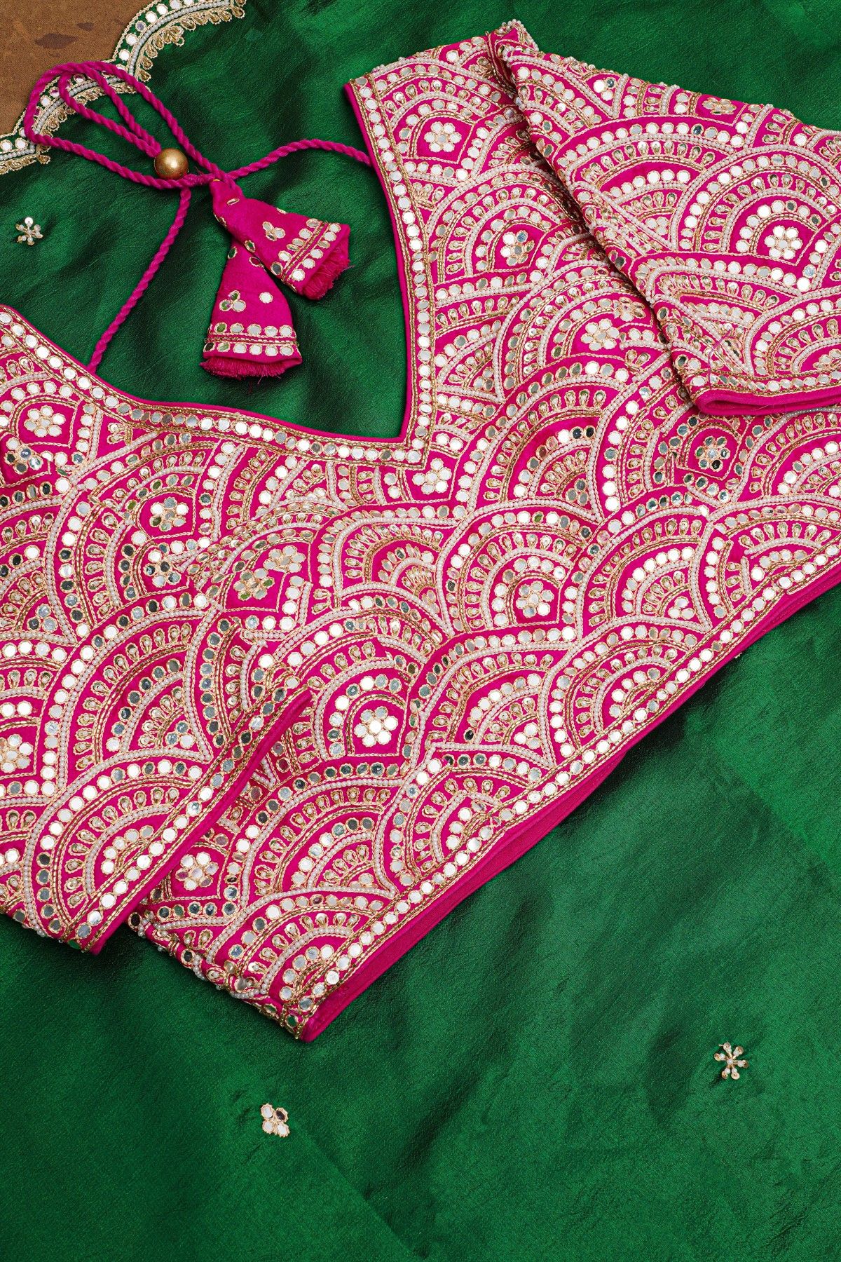 Fancy Tussar Bottle Green Saree