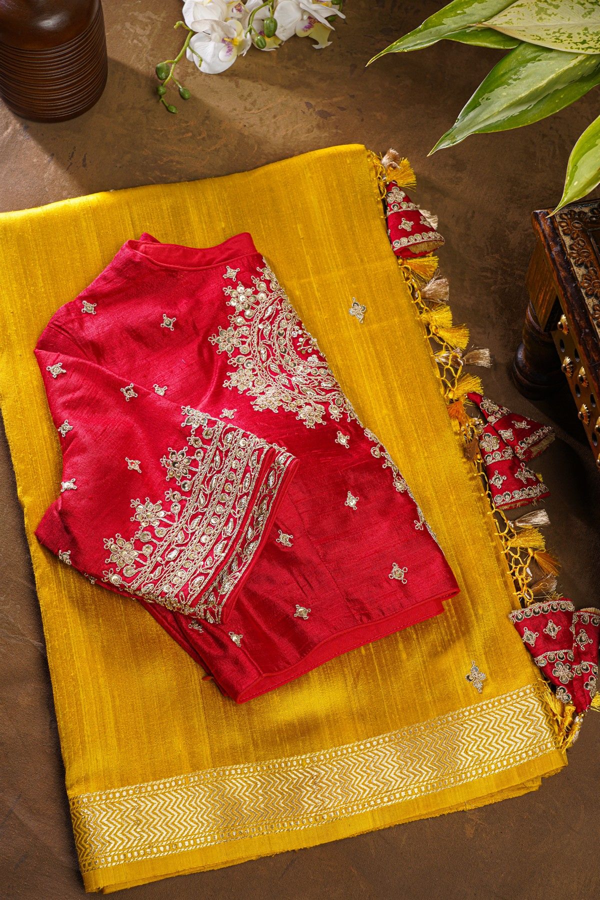 Fancy Tussar Mustard Saree