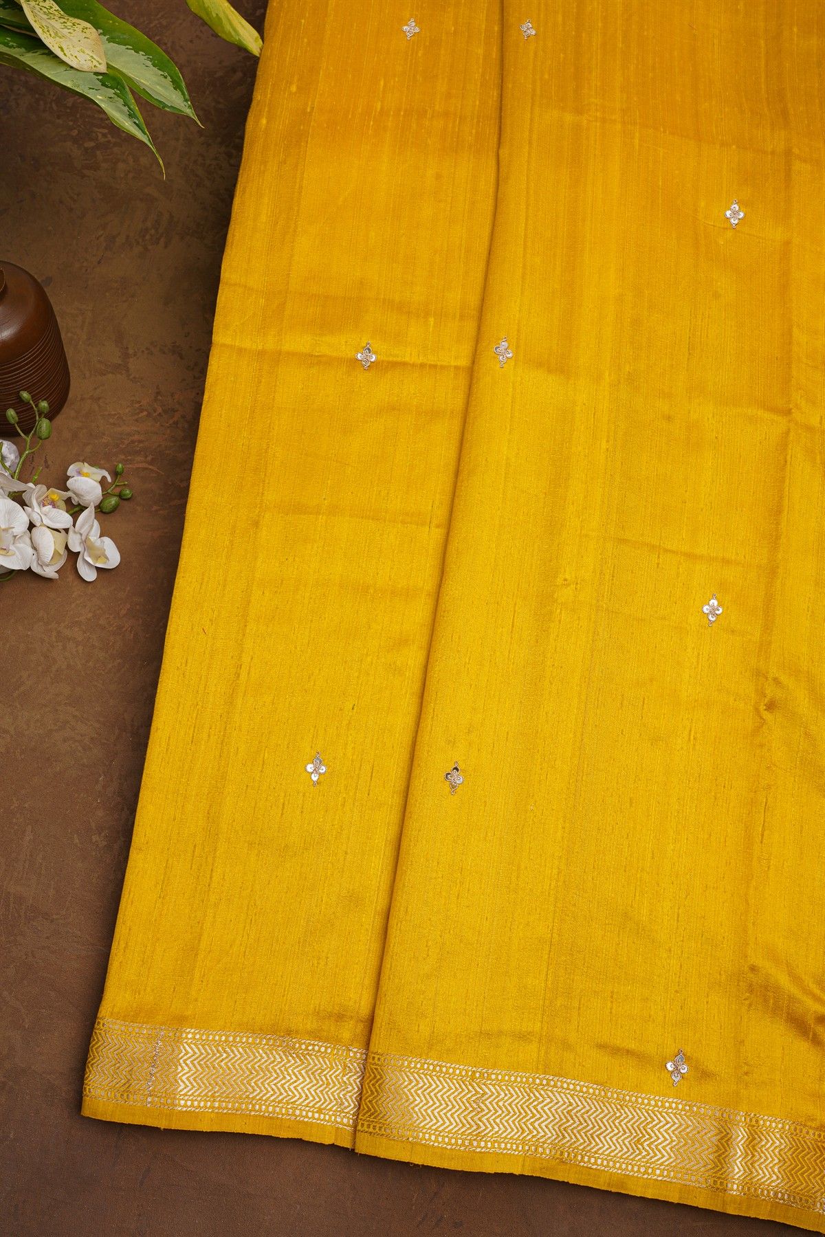 Fancy Tussar Mustard Saree