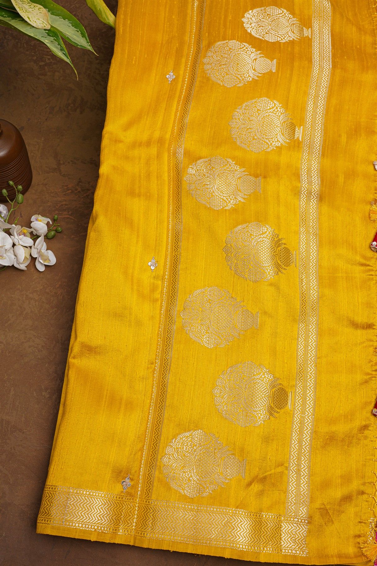 Fancy Tussar Mustard Saree