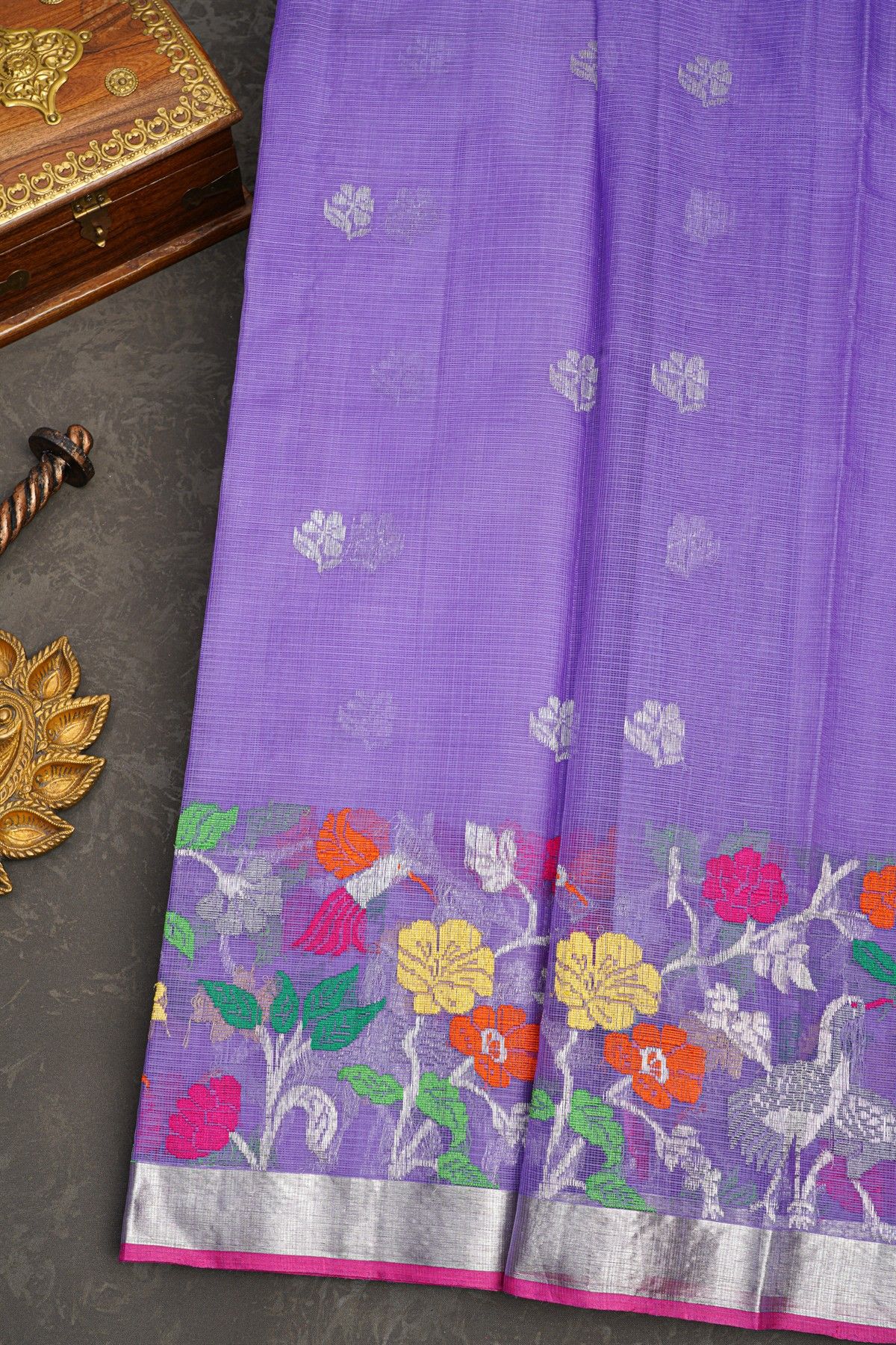 Zari Kota Cotton Lavender Saree