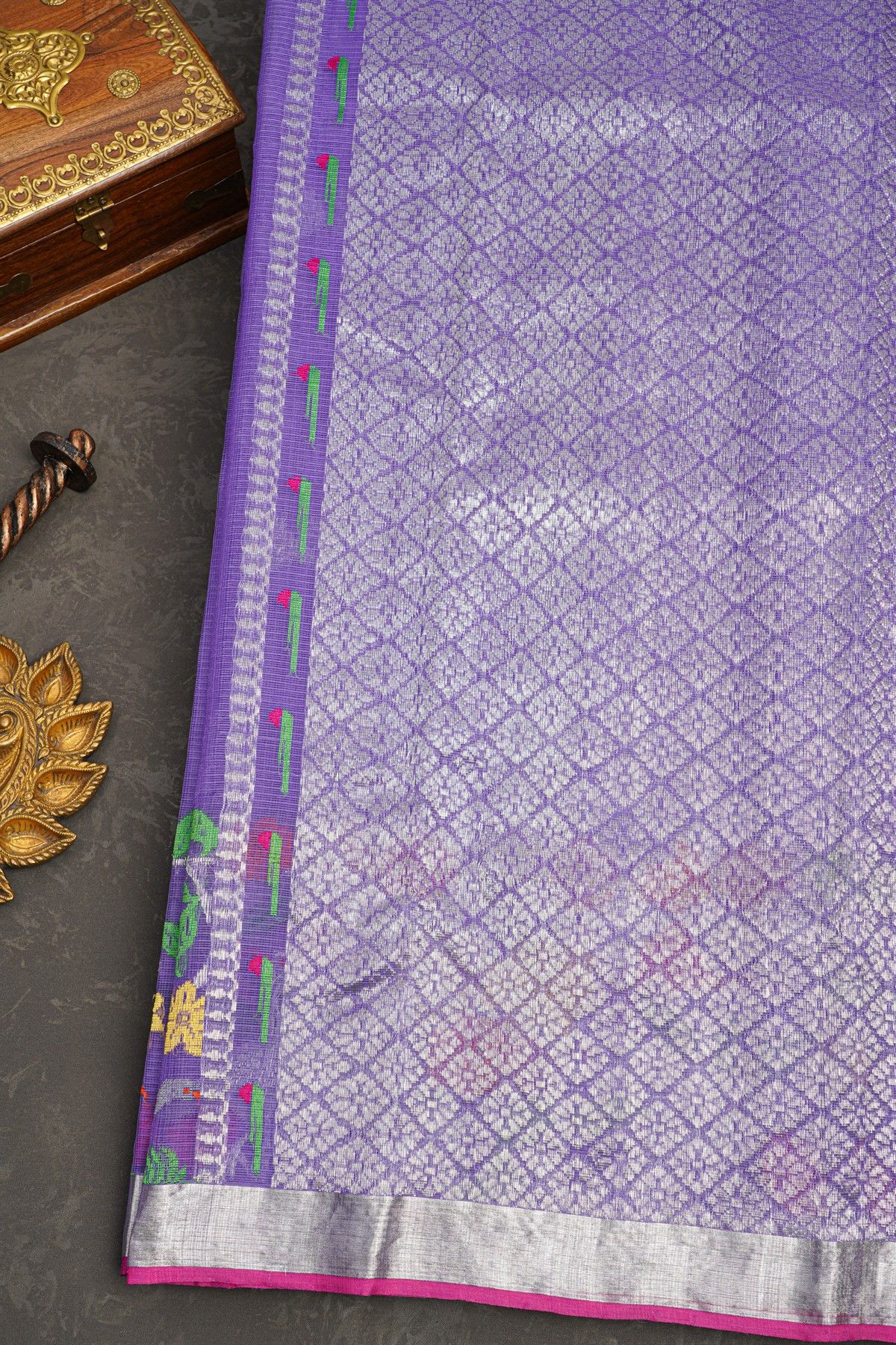 Zari Kota Cotton Lavender Saree