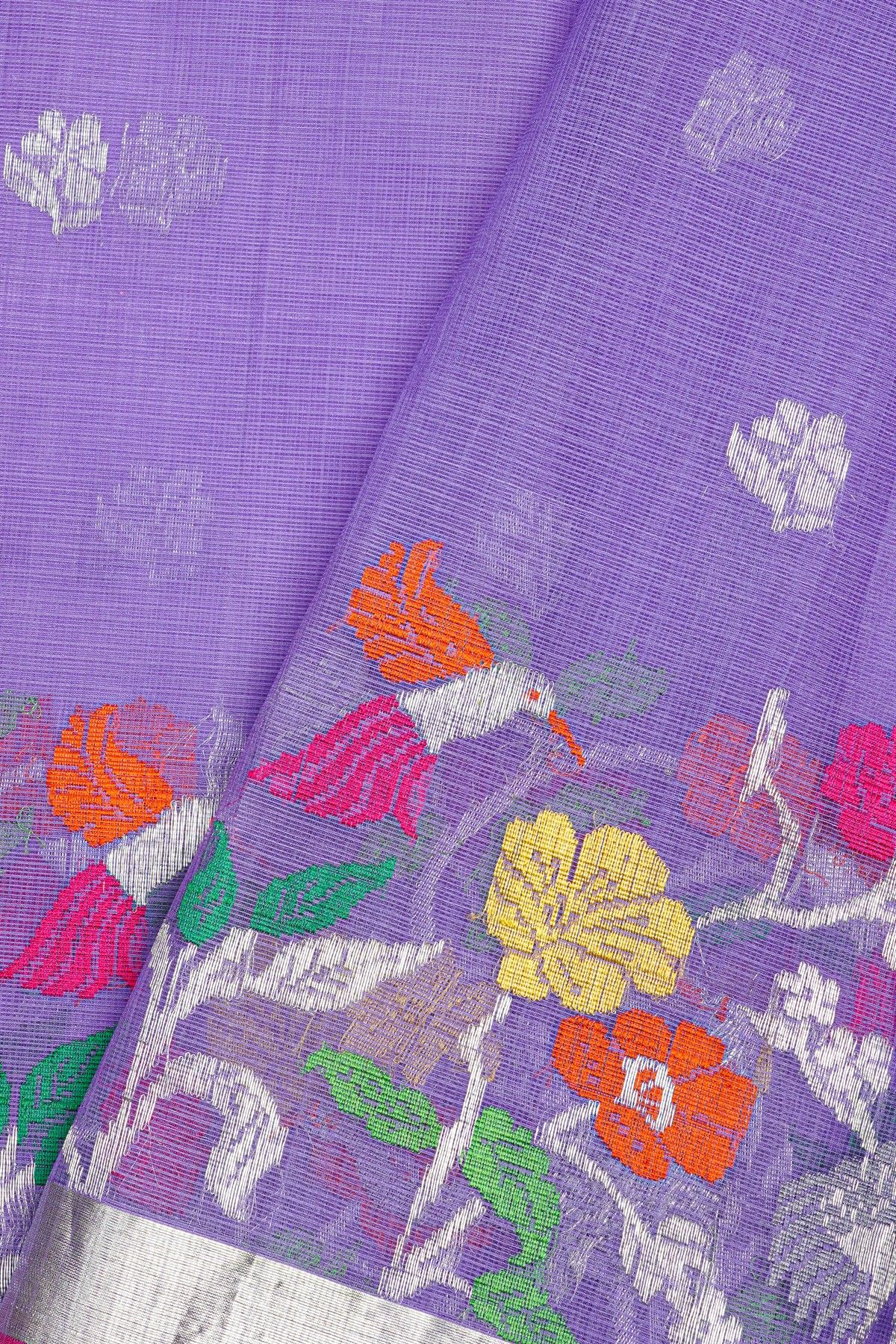 Zari Kota Cotton Lavender Saree